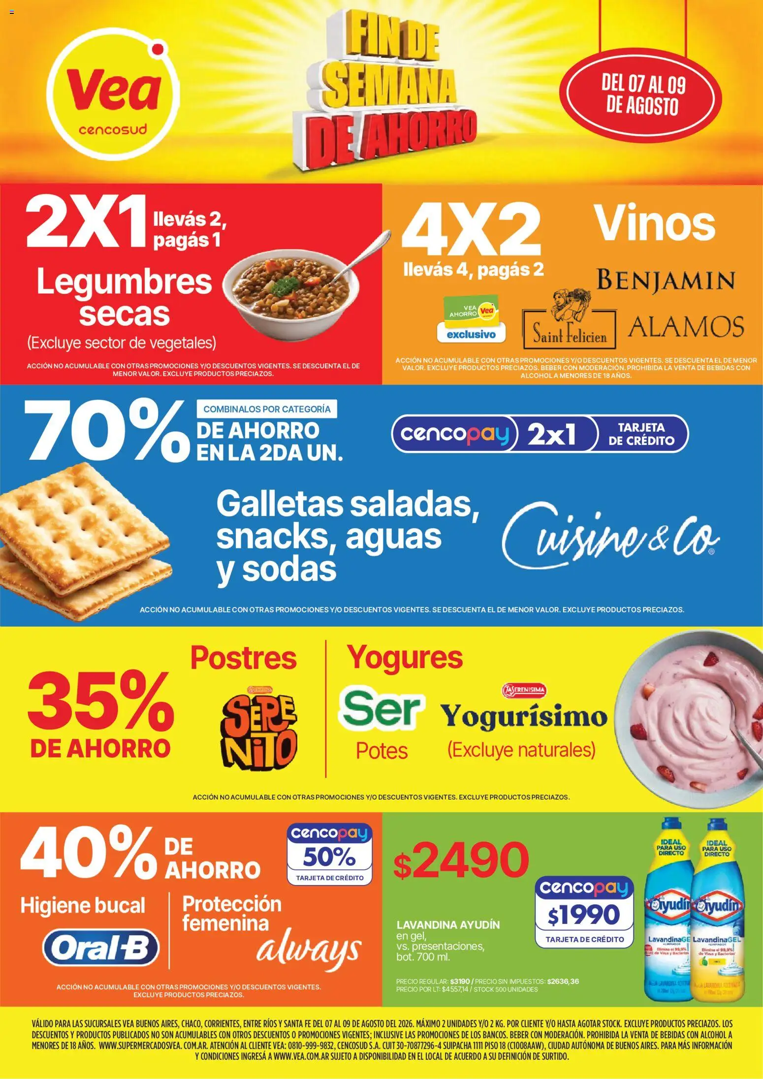 Vista previa del folleto de la tienda Vea válido desde el 07/08/2026 - Bebidas, Alcohol, Legumbres, Galletas, Lavandina, Higiene bucal