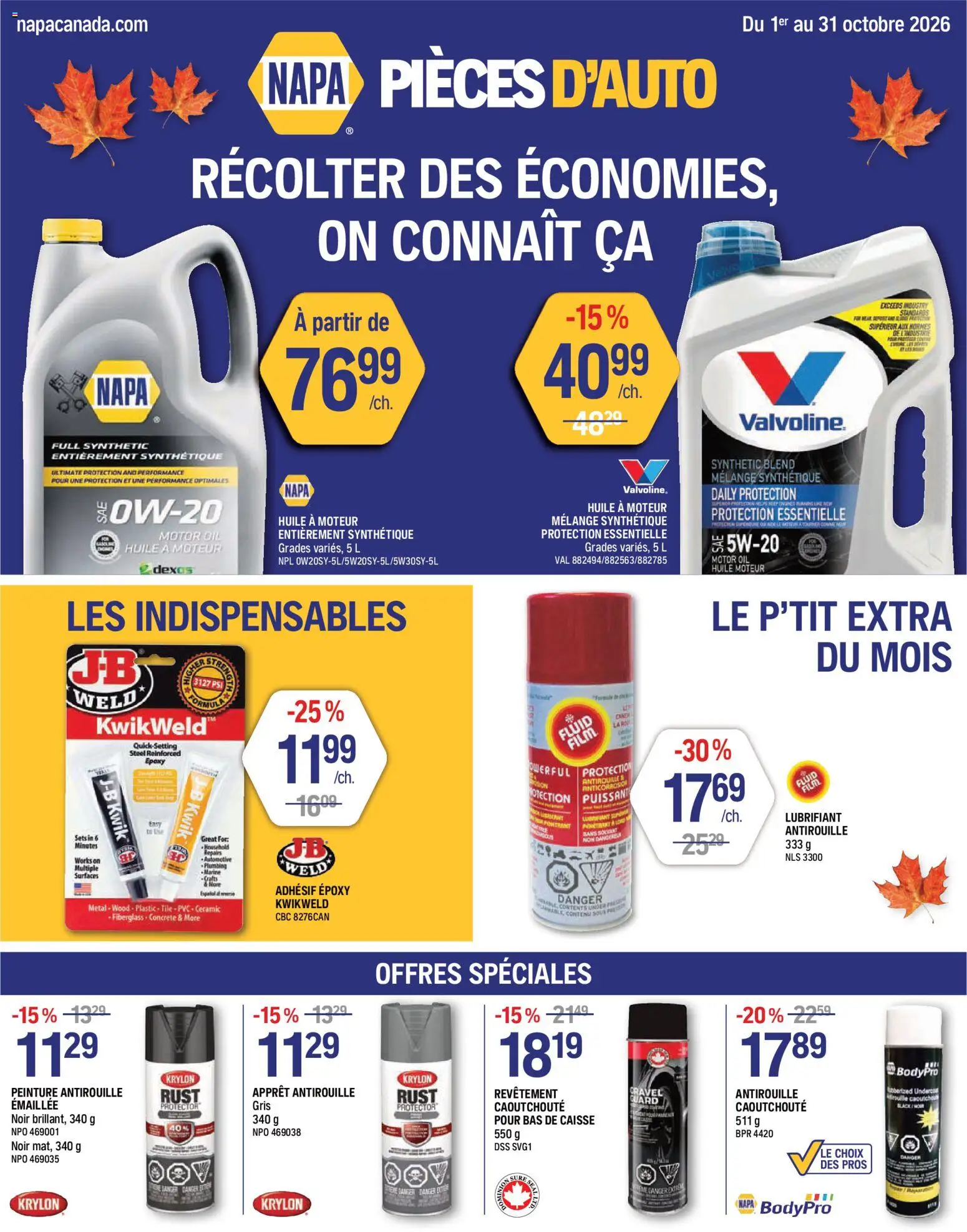 Preview of leaflet NAPA Auto Parts circulaire from shop NAPA Auto Parts is valid from Oct 01, 2026 - Oil