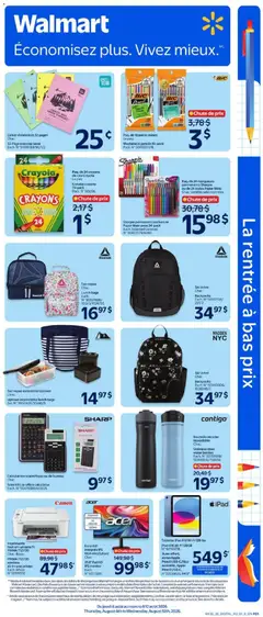 Un aperçu du dépliant Walmart circulaire - La rentrée à bas prix du magasin Walmart est valide à partir 6 août 2026