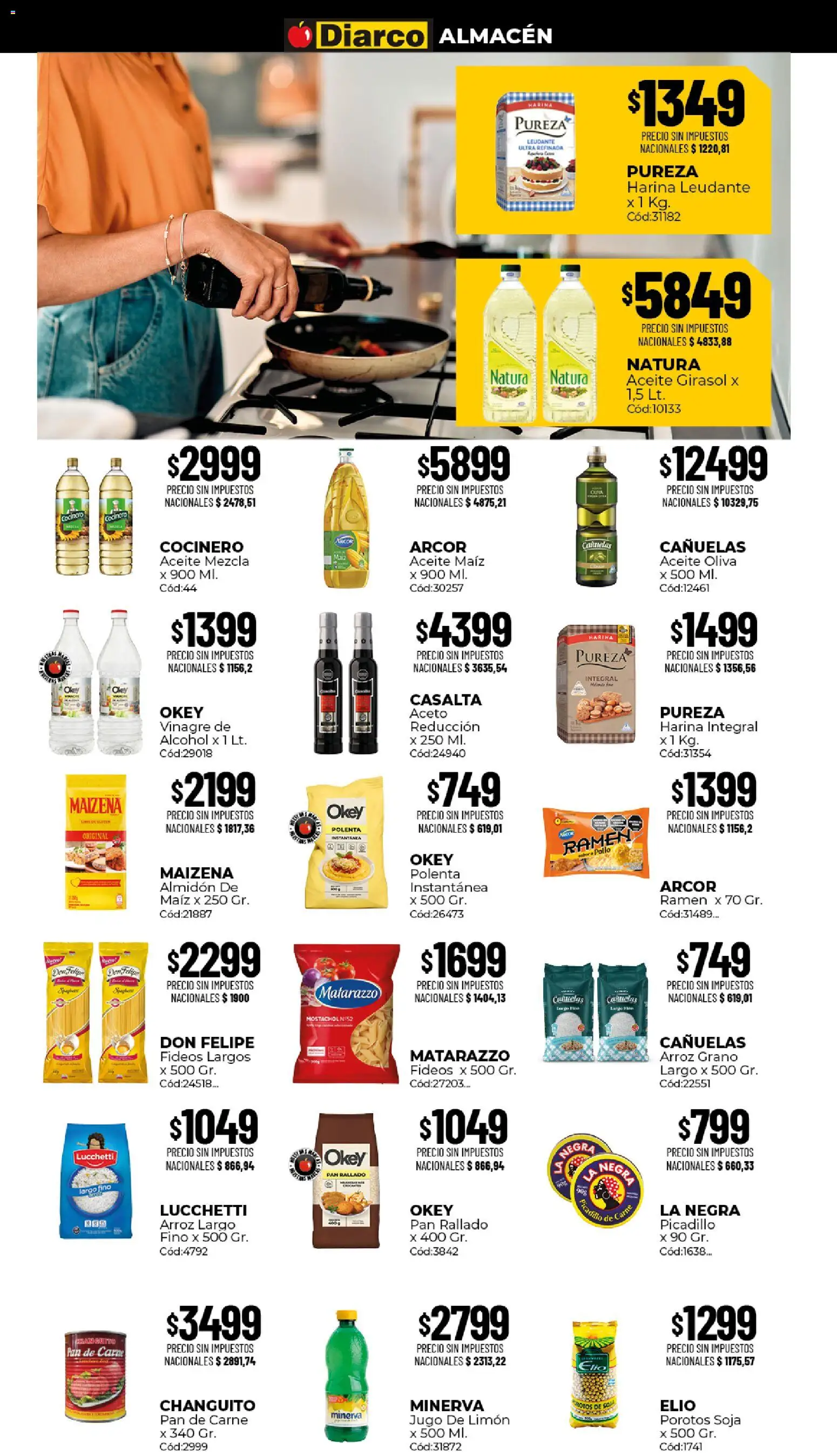 Vista previa del folleto de la tienda Diarco válido desde el 17/08/2026 - Alcohol, Harina, Limón, Oliva, Porotos, Pan rallado, Aceto, Jugo de limón