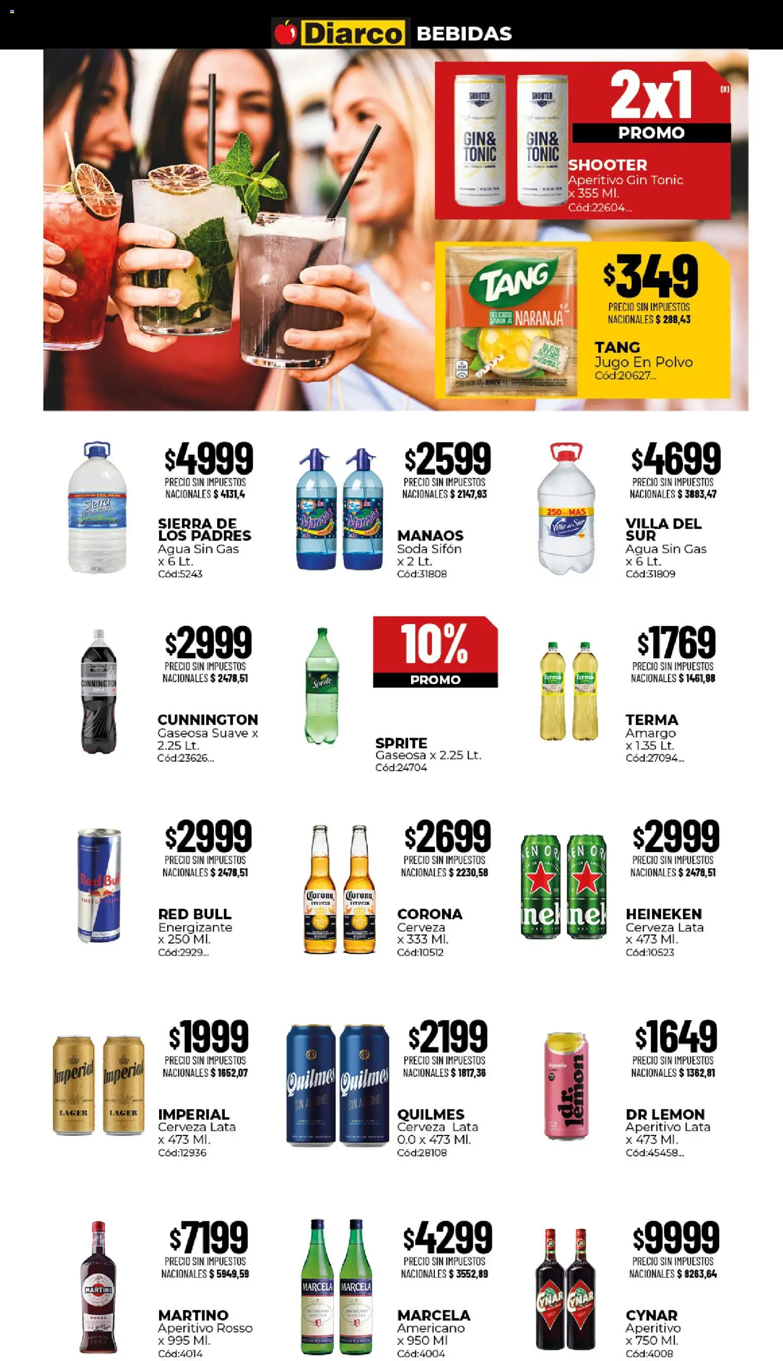 Vista previa del folleto de la tienda Diarco válido desde el 17/08/2026 - Cerveza, Bebidas, Gin, Red Bull, Sprite, Heineken, Gaseosa, Soda