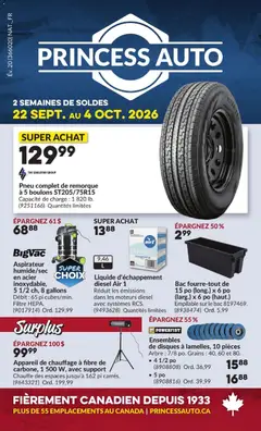 Preview of leaflet Princess Auto circulaire - 2 Semaines de Soldes ! from shop Princess Auto is valid from Sep 22, 2026