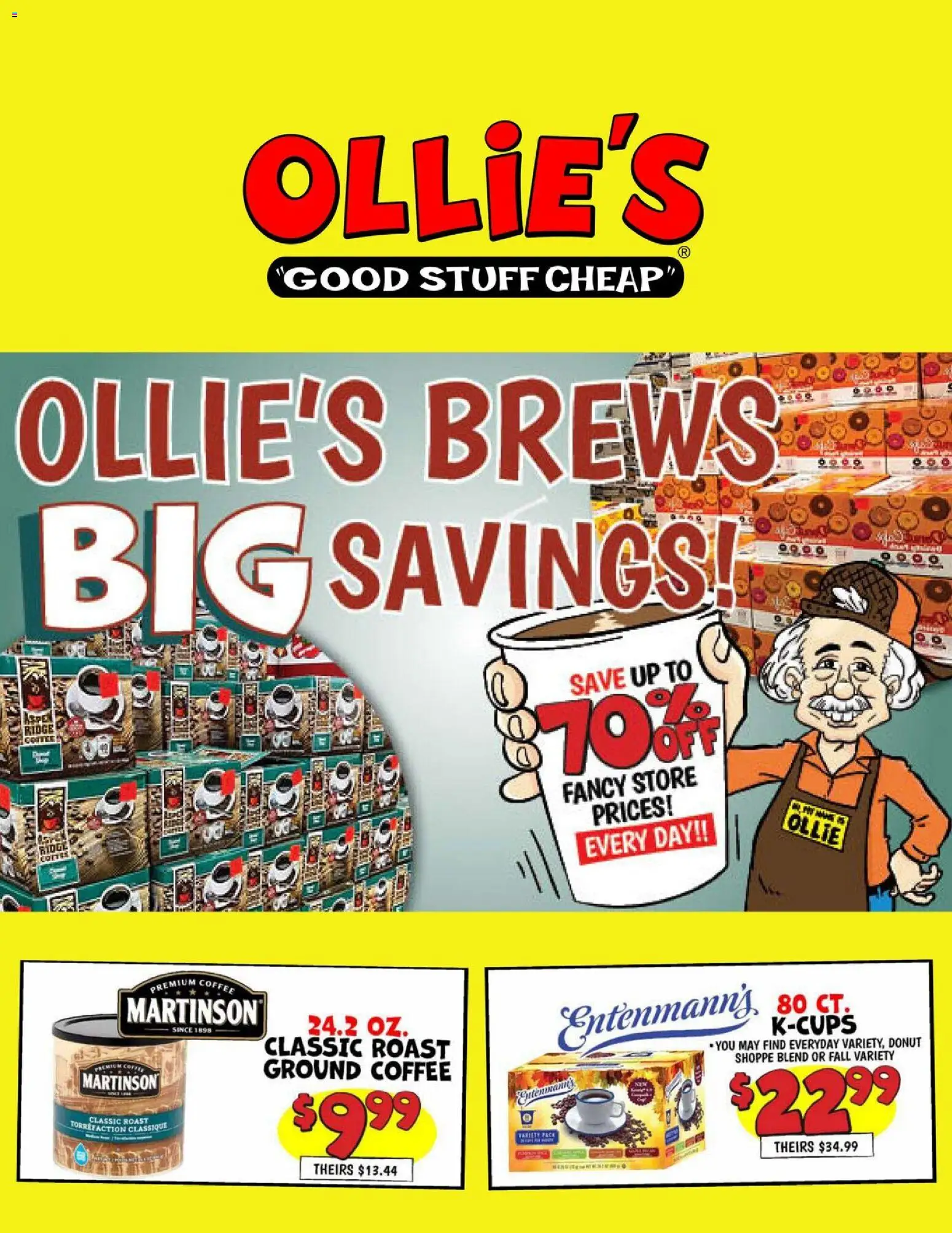 Ad Preview of Ollie's Ollie's Weekly Ad from 09/29/2026 - Coffee, Donut, Ground coffee