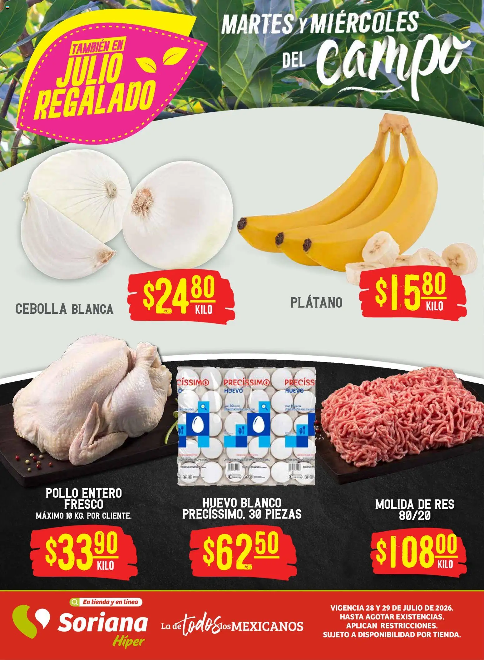 Vista previa las ofertas de la tienda Soriana - Soriana Martes y Miércoles del Campo Híper: BCS, Son y Sin desde el 28/07/2026 