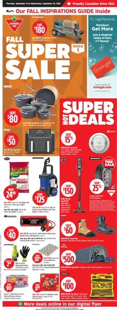 Un aperçu du dépliant Canadian Tire flyer - Fall super sale du magasin Canadian Tire est valide à partir 24 sept. 2026