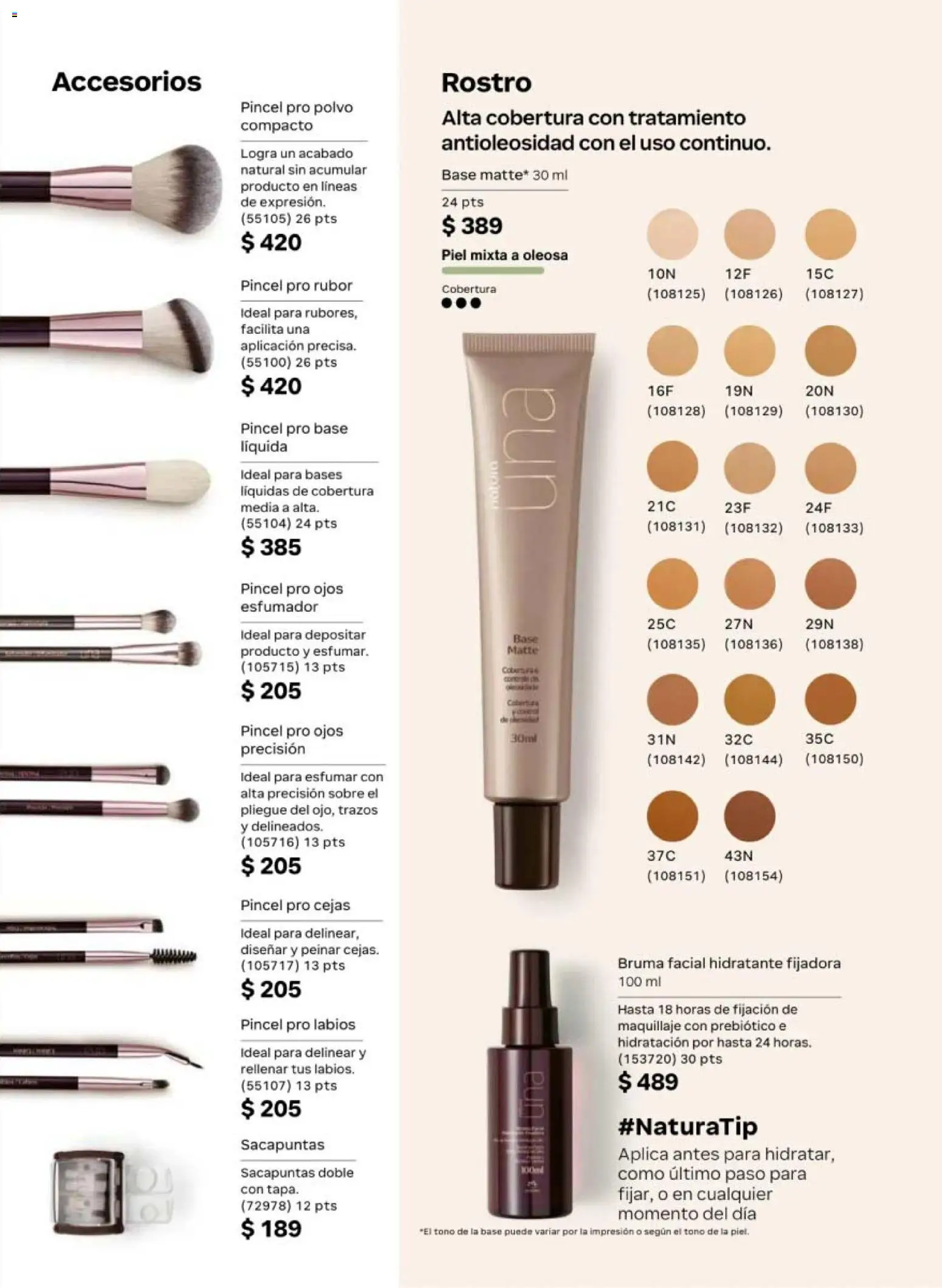 Vista previa las ofertas de la tienda Natura - Natura campaña 6 2026 desde el 02/04/2026 - Maquillaje, Sobre, Rubor, Pincel, Sacapuntas, Bruma, Polvo compacto, Polvo