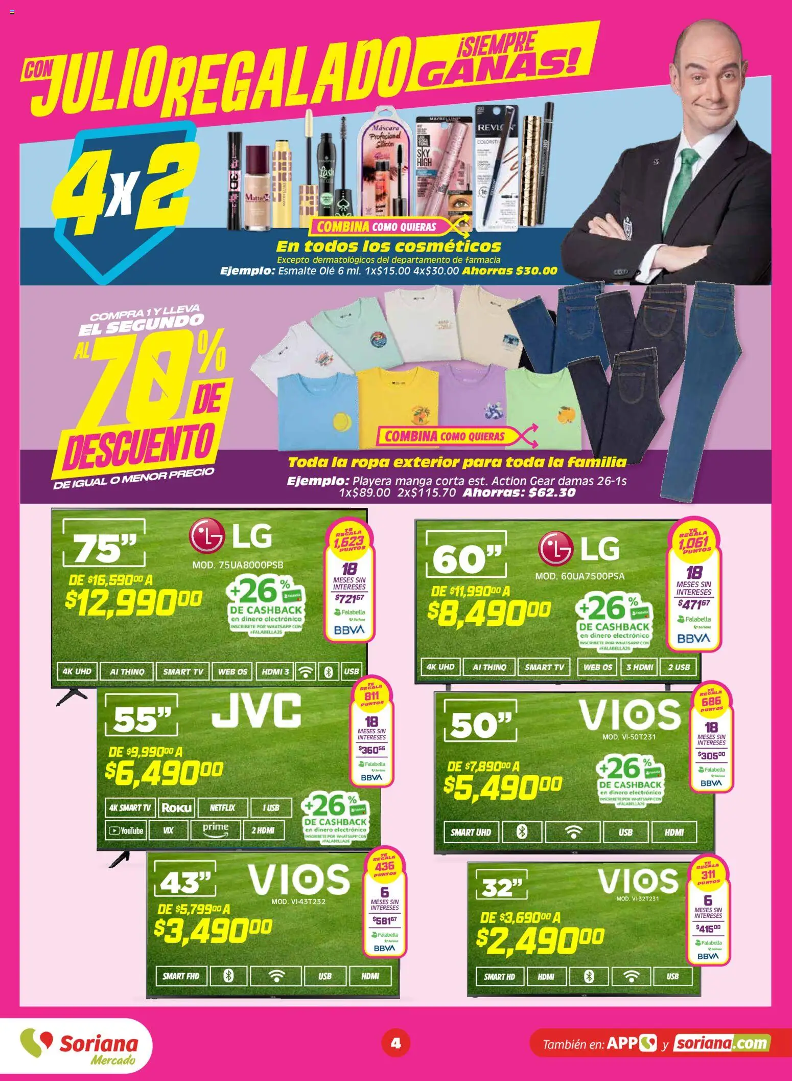 Vista previa las ofertas de la tienda Soriana - Soriana Julio Regalado Mercado Nacional desde el 03/07/2026 - Té, Playera, Ropa, Manga, Usb, Máscara