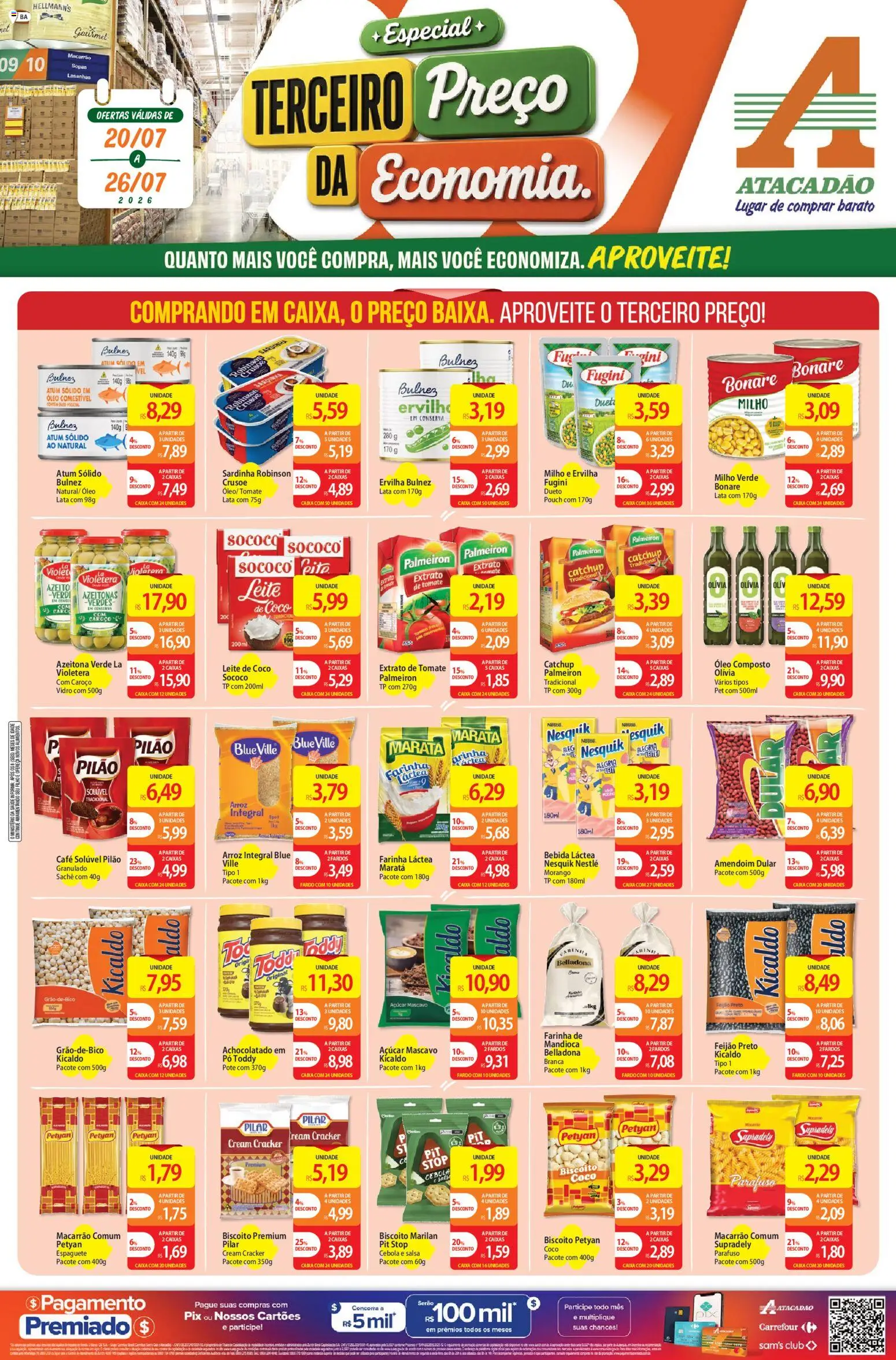 Pré-Visualização do folheto "Atacadão ofertas - BA" da loja Atacadão válido a partir de 20/07/2026 - Coco, Amendoim, Mandioca, Alimentos, Granulado, Farinha, Ervilha, Achocolatado