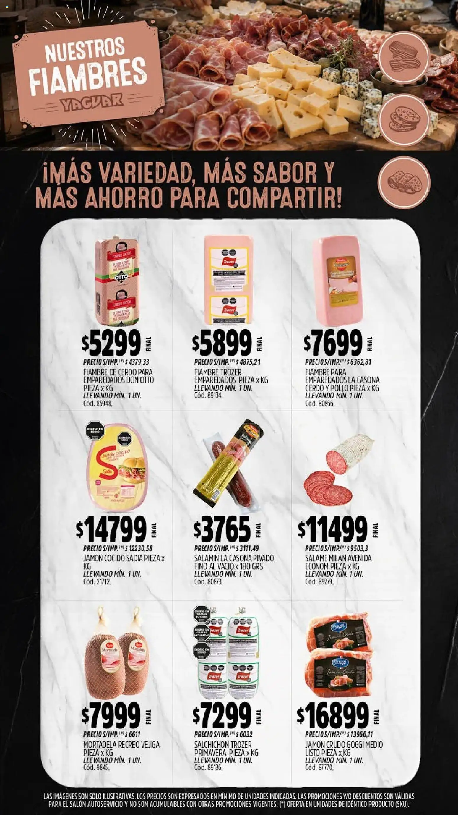 Vista previa del folleto de la tienda Yaguar válido desde el 28/09/2026 - Pollo, Cerdo, Jamón crudo, Mortadela, Salame, Jamón cocido, Jamón
