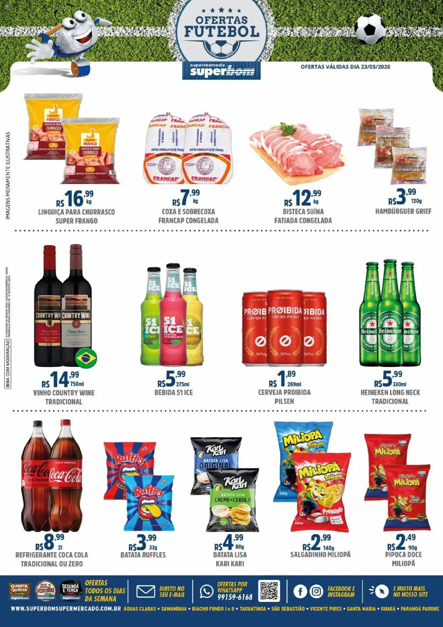 Pré-Visualização do folheto "Superbom ofertas Futebol" da loja Superbom válido a partir de 23/05/2026 - Heineken, Cerveja, Kiwi, Bebidas, Bebida, Doce, Refrigerante, Cebola