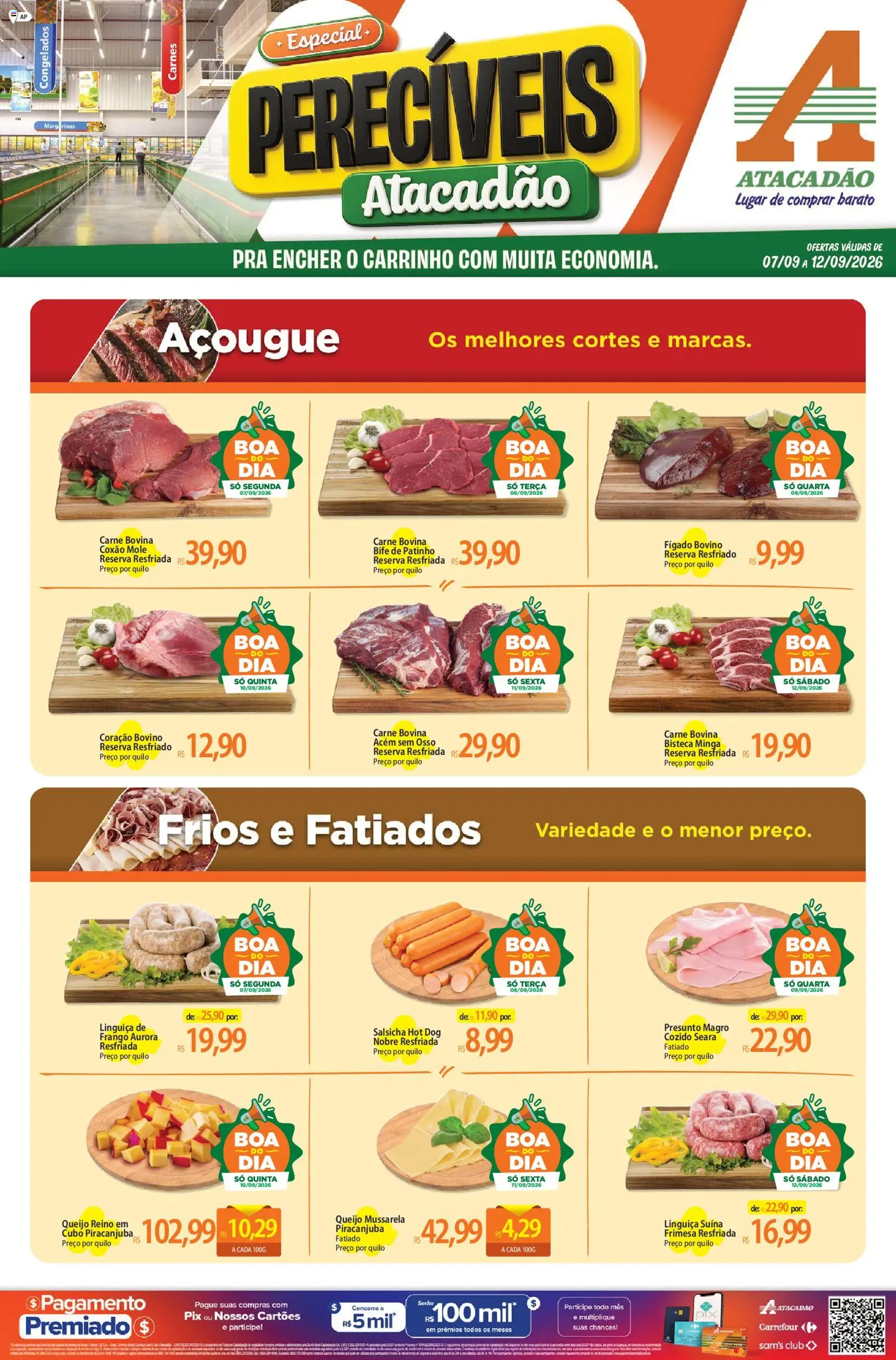 Pré-Visualização do folheto "Atacadão ofertas - AP" da loja Atacadão válido a partir de 07/09/2026 - Queijo, Carrinho, Carne, Frango, Mussarela, Presunto, Carne bovina, Acém
