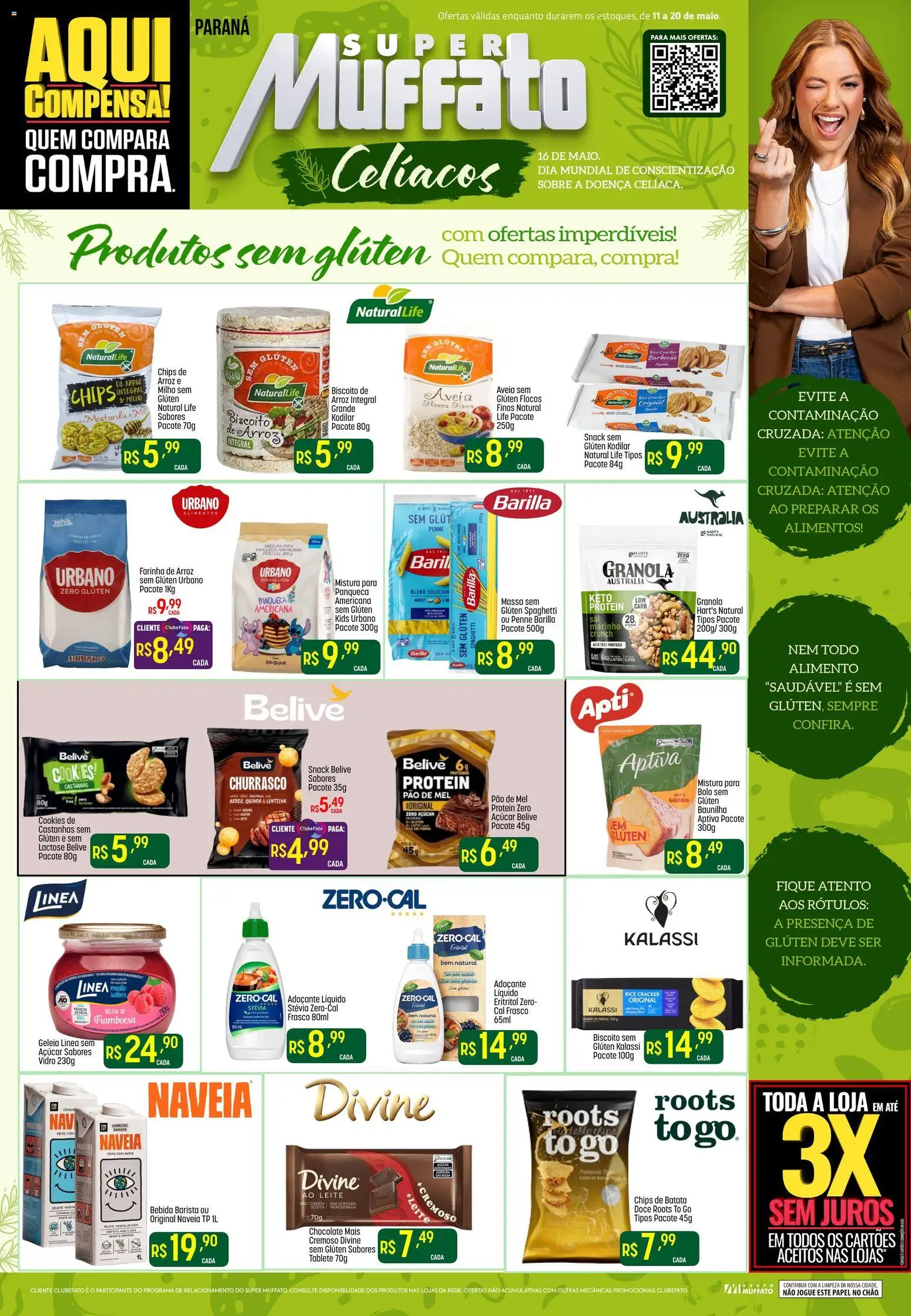 Pré-Visualização do folheto "Super Muffato ofertas de Celiacos" da loja Super Muffato válido a partir de 11/05/2026 - Pão, Leite, Batata, Lentilha, Açúcar, Alimentos, Arroz integral, Kodilar
