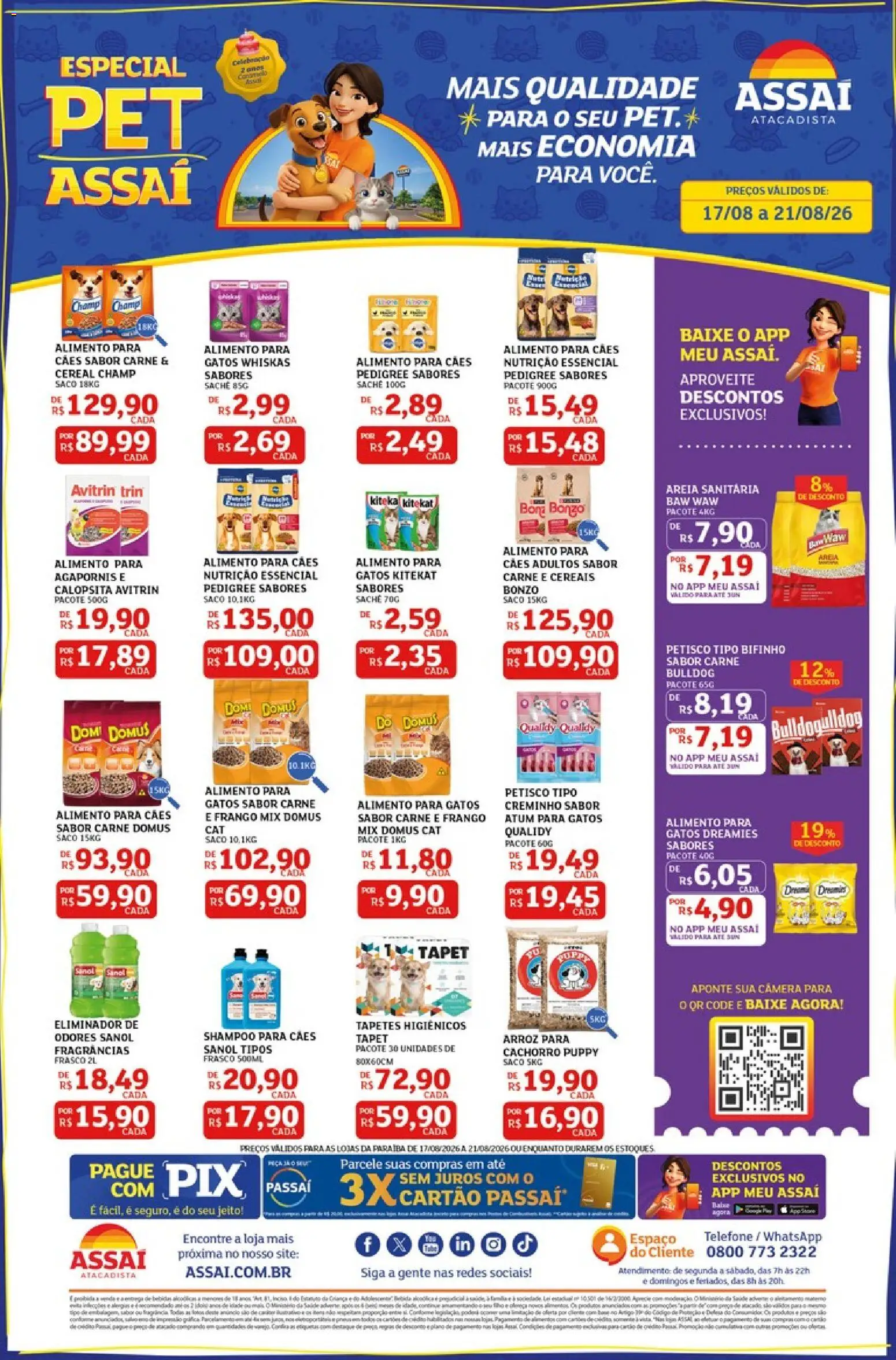 Pré-Visualização do folheto "Assaí Atacadista ofertas - PB" da loja Assaí Atacadista válido a partir de 17/08/2026 - Telefone, Câmera, Pneus, Carne, Areia, Alimentos, Fragrância, Cereais