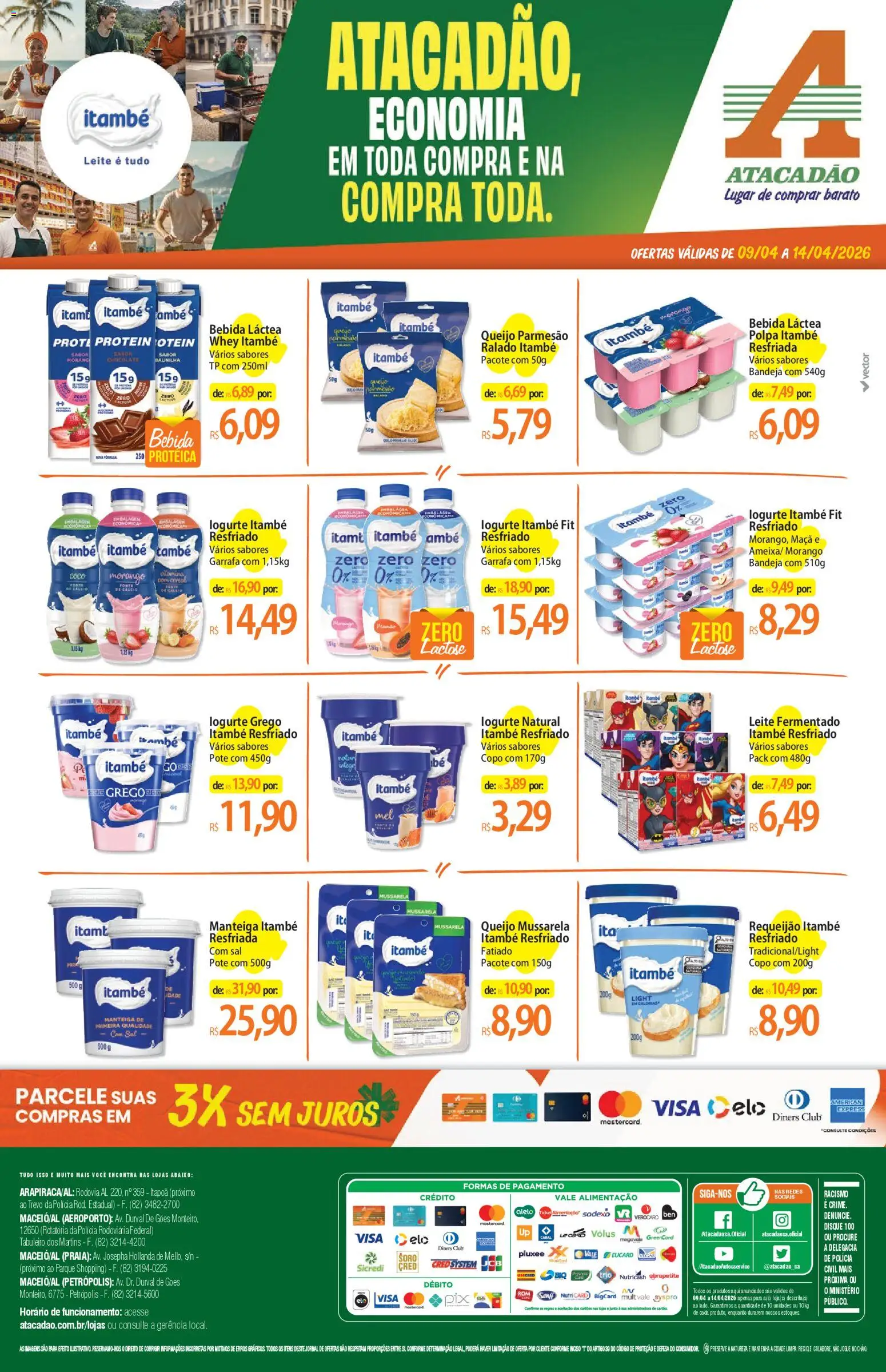 Pré-Visualização do folheto "Atacadão ofertas - AL" da loja Atacadão válido a partir de 09/04/2026 - Coco, Sal, Bebida, Queijo, Baunilha, Bandeja, Queijo parmesão, Leite fermentado
