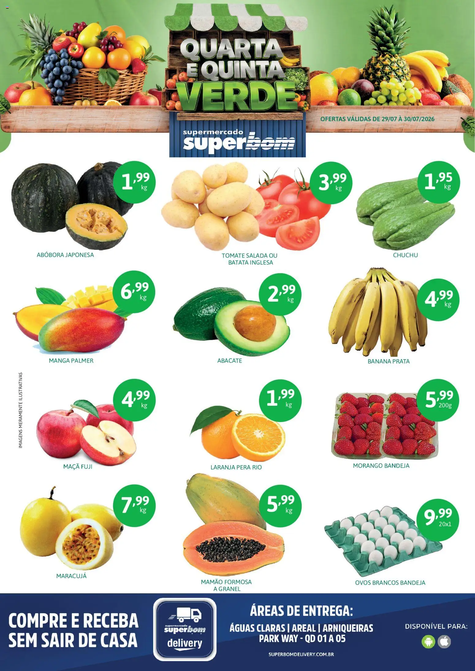 Pré-Visualização do folheto "Superbom - Ofertas da semana" da loja Superbom válido a partir de 29/07/2026 - Ovos, Batata, Maracujá, Pera, Tomate, Abacate, Salada, Mamão