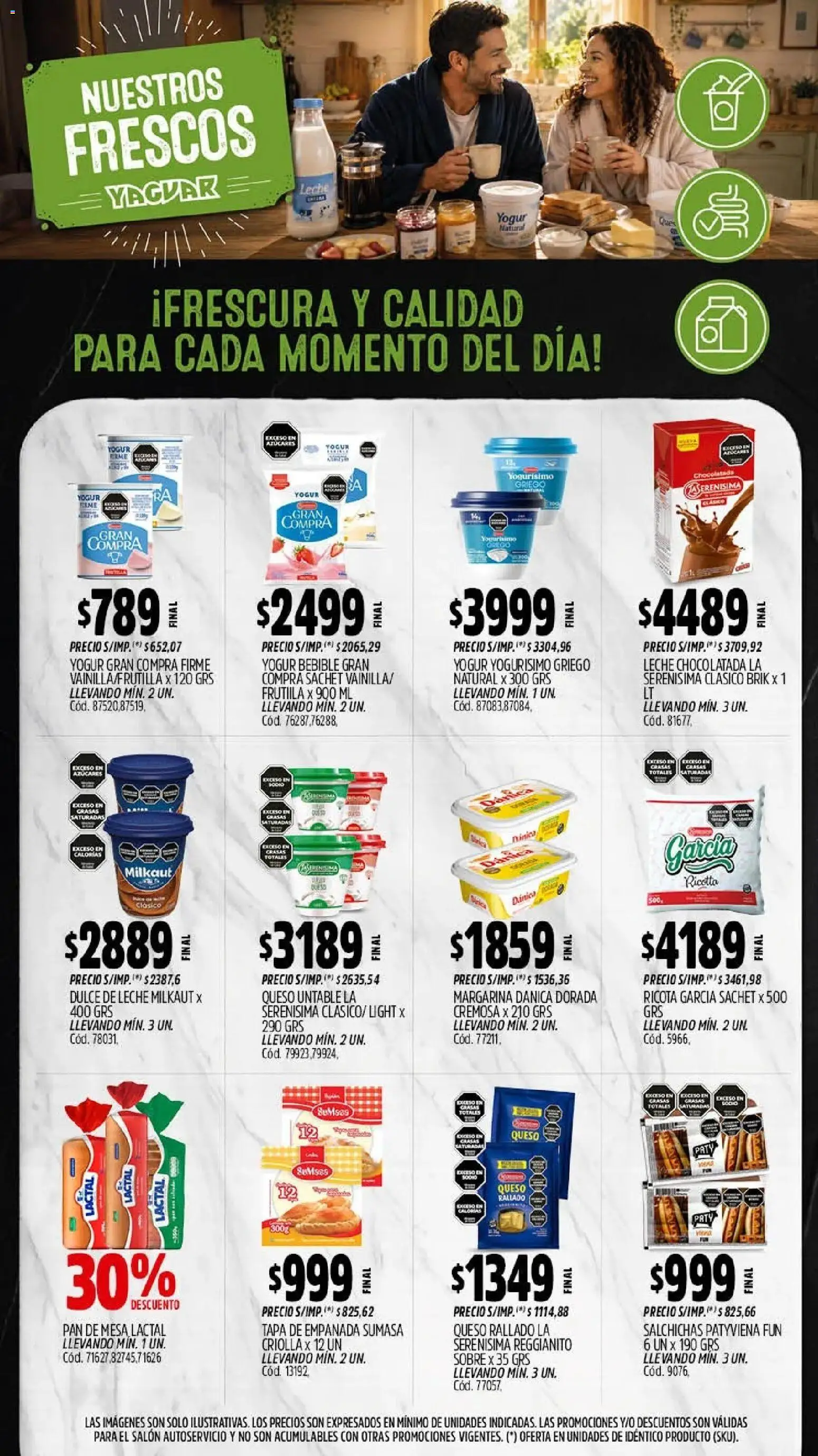 Vista previa del folleto de la tienda Yaguar válido desde el 28/09/2026 - Dulce de leche, Queso, Pan, Leche, Ricota, Queso rallado, Yogur, Untable