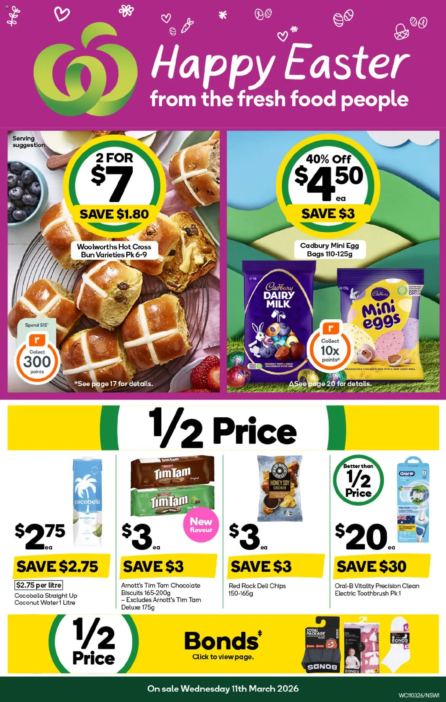 Preview of catalogue Woolworths catalogue from shop Woolworths valid 11/03/2026 - Food, Dairy, Chocolate, Chicken, Chips, Biscuits, Water, Toothbrush