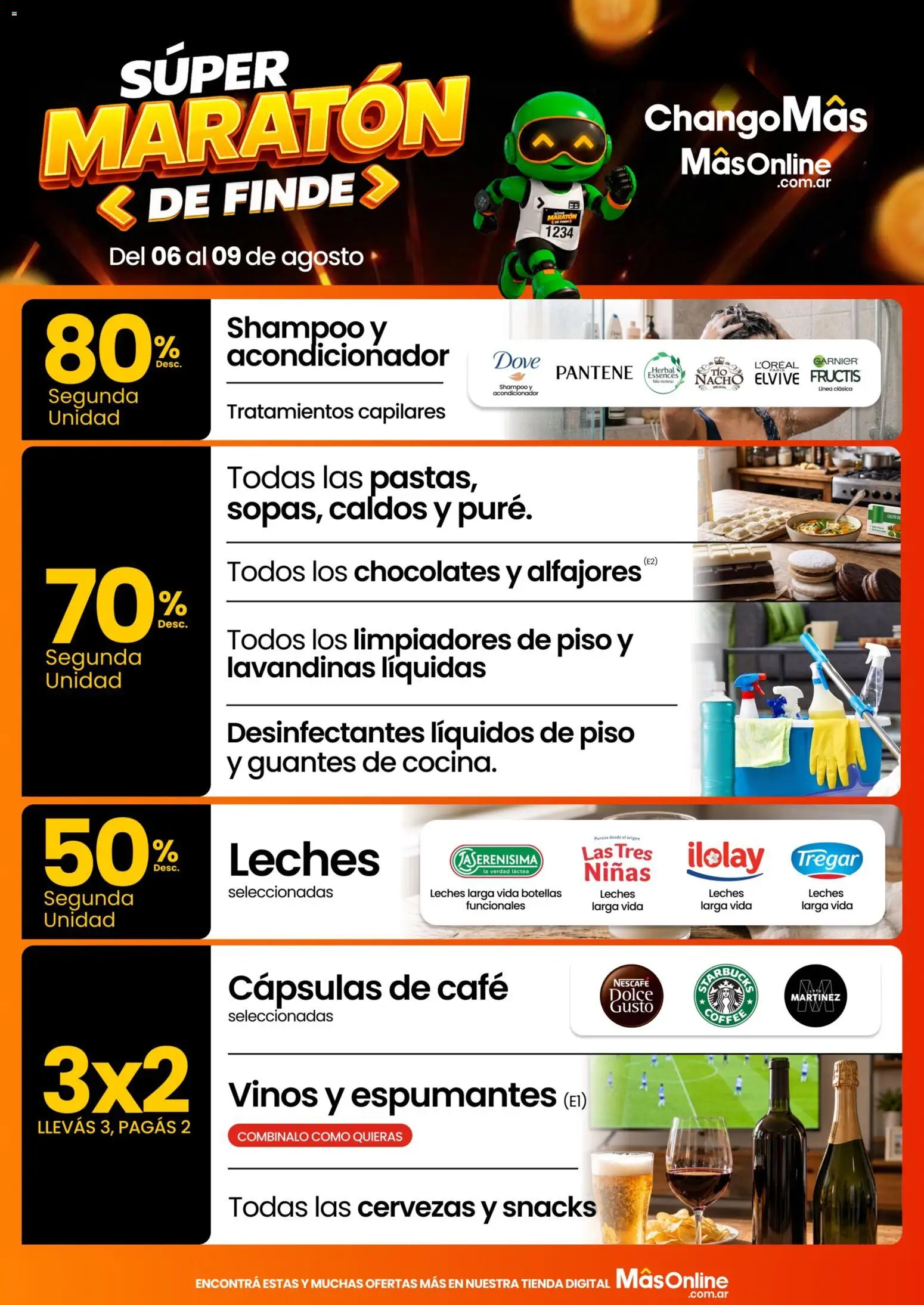 Vista previa del folleto de la tienda Changomas válido desde el 06/08/2026 - Café, Shampoo, Snacks, Guantes, Acondicionador, Cápsulas