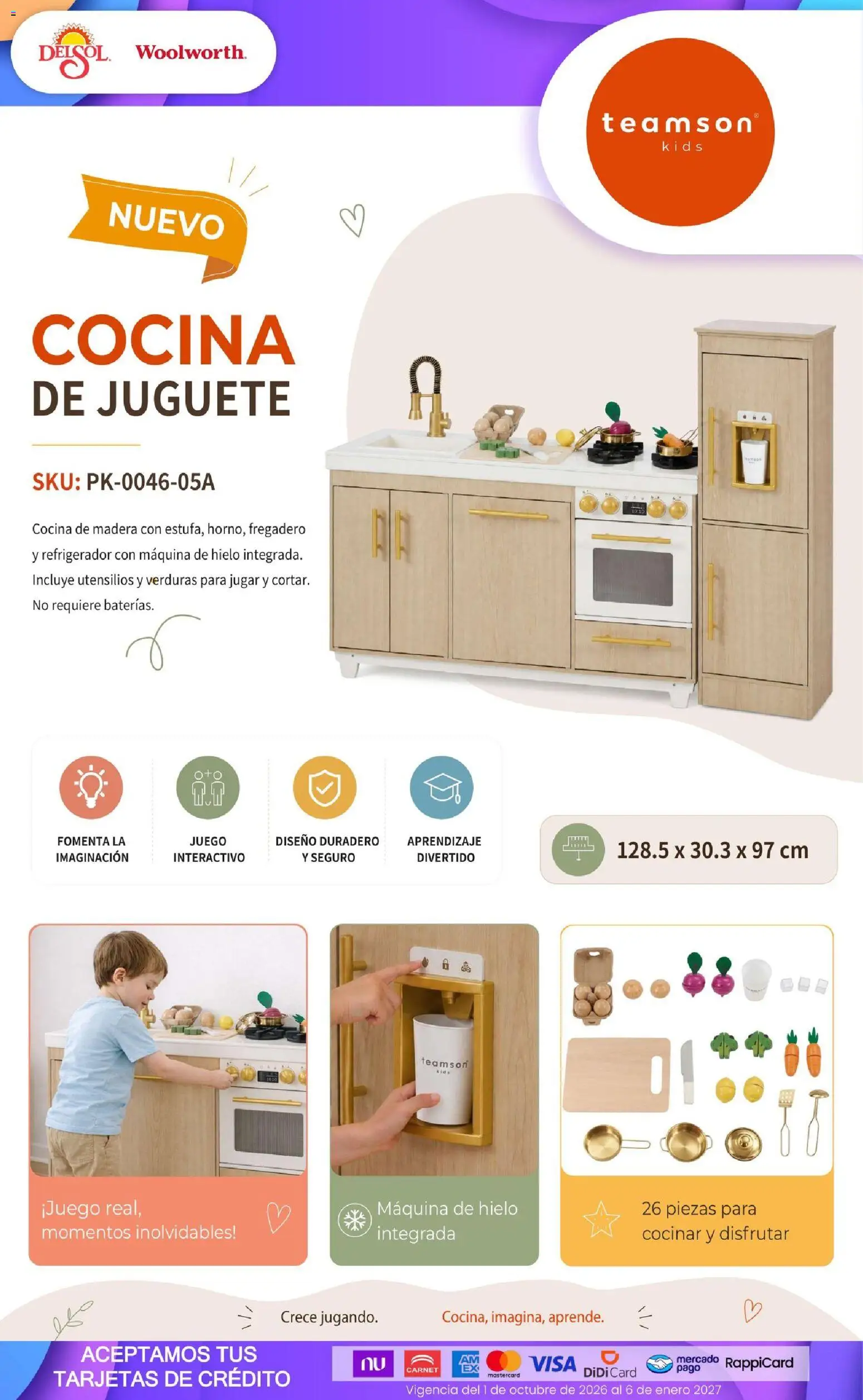 Vista previa las ofertas de la tienda Del Sol y Woolworth - Del Sol y Woolworth catálogo El Castillo del Juguete desde el 01/10/2026 - Juego, Refrigerador, Cocina, Verduras, Hielo, Máquina de hielo