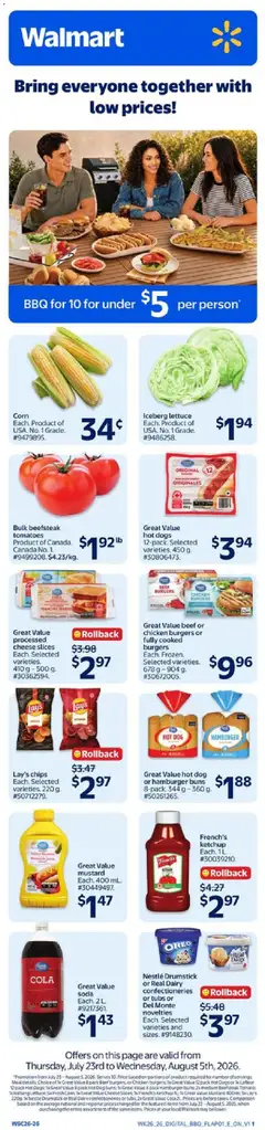 Un aperçu du dépliant Walmart weekly flyer du magasin Walmart est valide à partir 30 juill. 2026