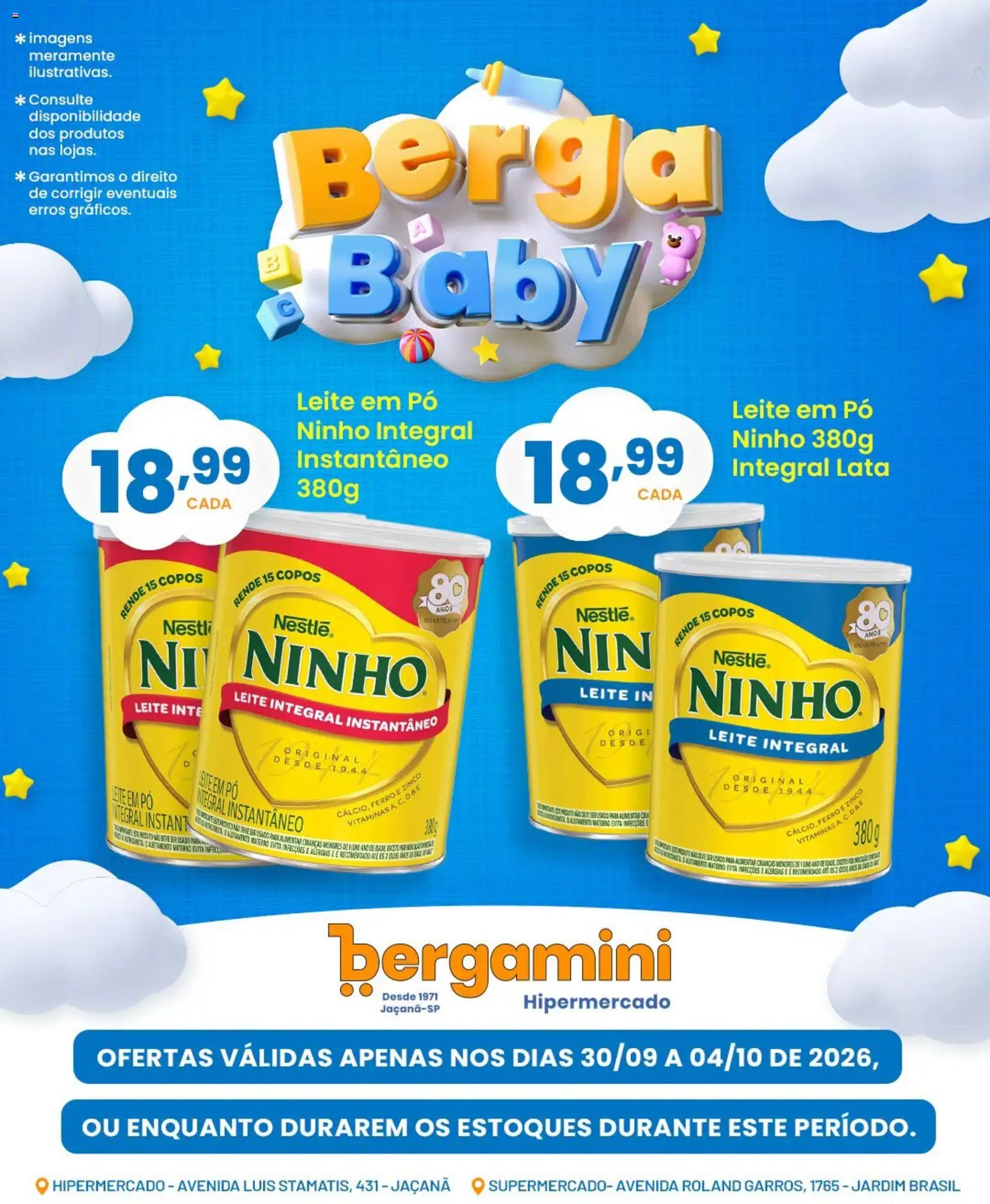Pré-Visualização do folheto "Supermercado Bergamini ofertas Berga Baby" da loja Supermercado Bergamini válido a partir de 30/09/2026