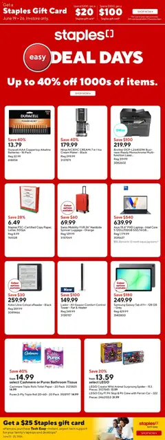 Un aperçu du dépliant Staples weekly flyer / circulaire du magasin Staples est valide à partir 19 juin 2026