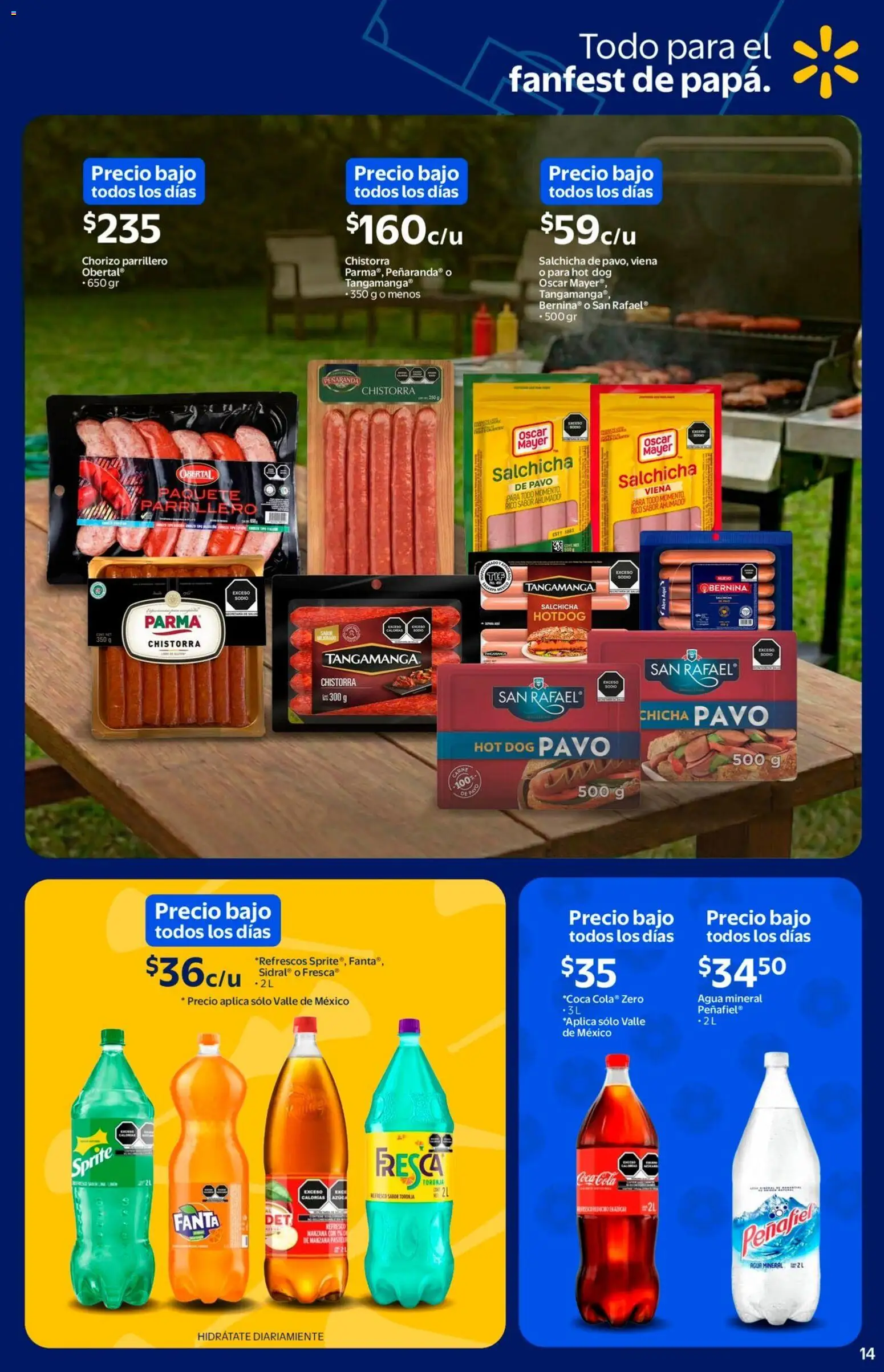 Vista previa las ofertas de la tienda Walmart - Walmart folleto El mejor doblete para papá desde el 11/05/2026 - Agua, Manzana, Pavo, Carpa, Agua mineral, Sprite, Toronja, Fanta