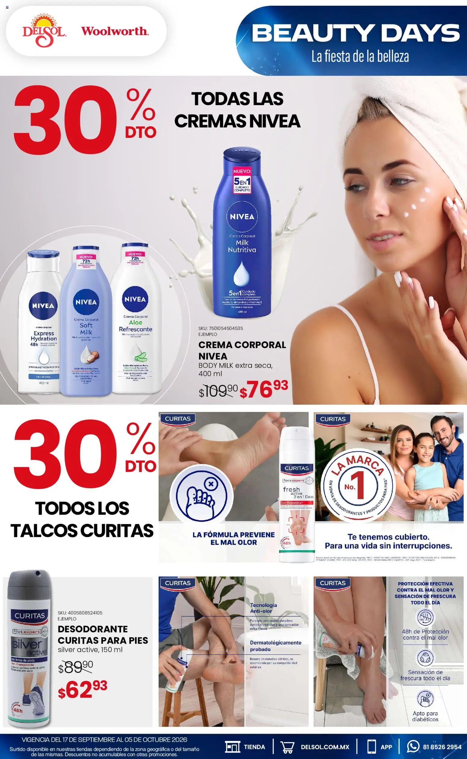 Vista previa las ofertas de la tienda Del Sol y Woolworth - Del Sol y Woolworth catálogo La Fiesta de la Belleza desde el 17/09/2026 