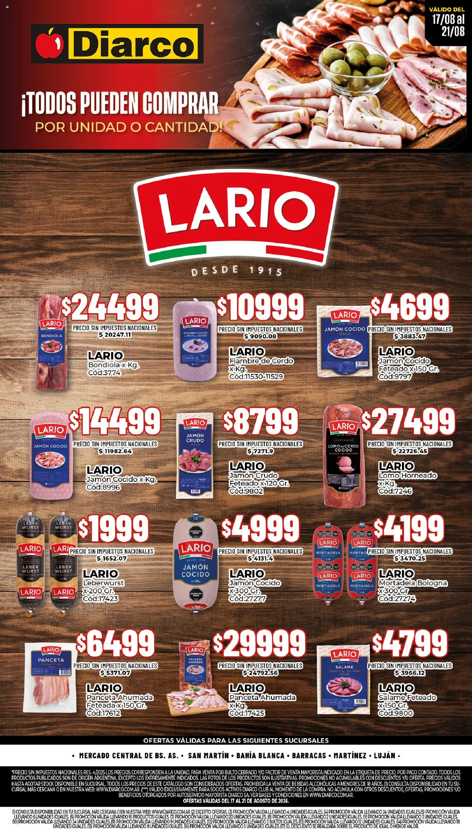 Vista previa del folleto de la tienda Diarco válido desde el 17/08/2026 - Lomo, Cerdo, Jamón crudo, Panceta, Salame, Jamón cocido, Jamón, Lomo de cerdo