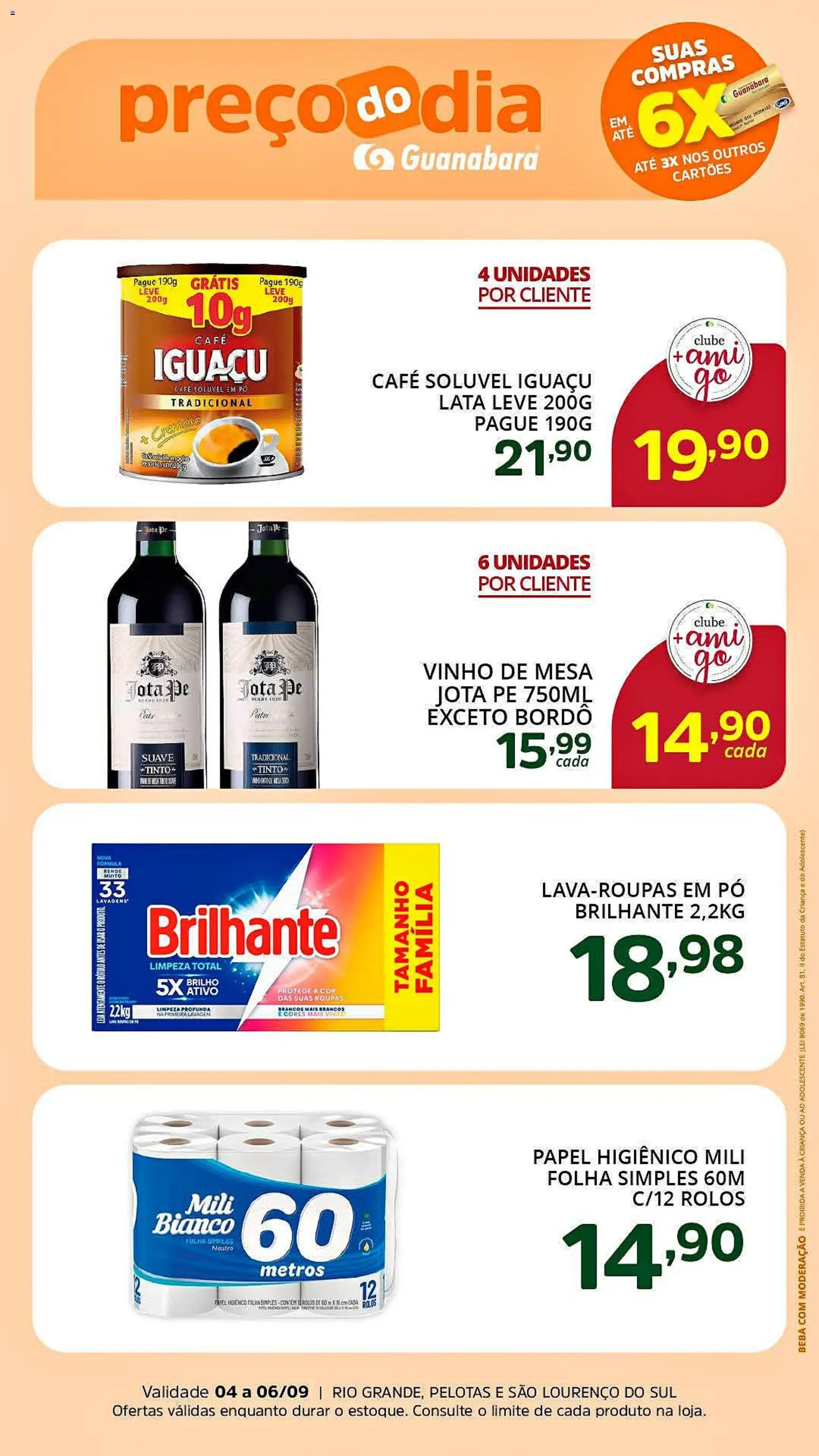 Pré-Visualização do folheto "Supermercado Guanabara - Ofertas da semana" da loja Supermercado Guanabara válido a partir de 04/09/2026 - Café, Mesa, Vinho, Roupas, Papel higiênico, Pó, Café solúvel