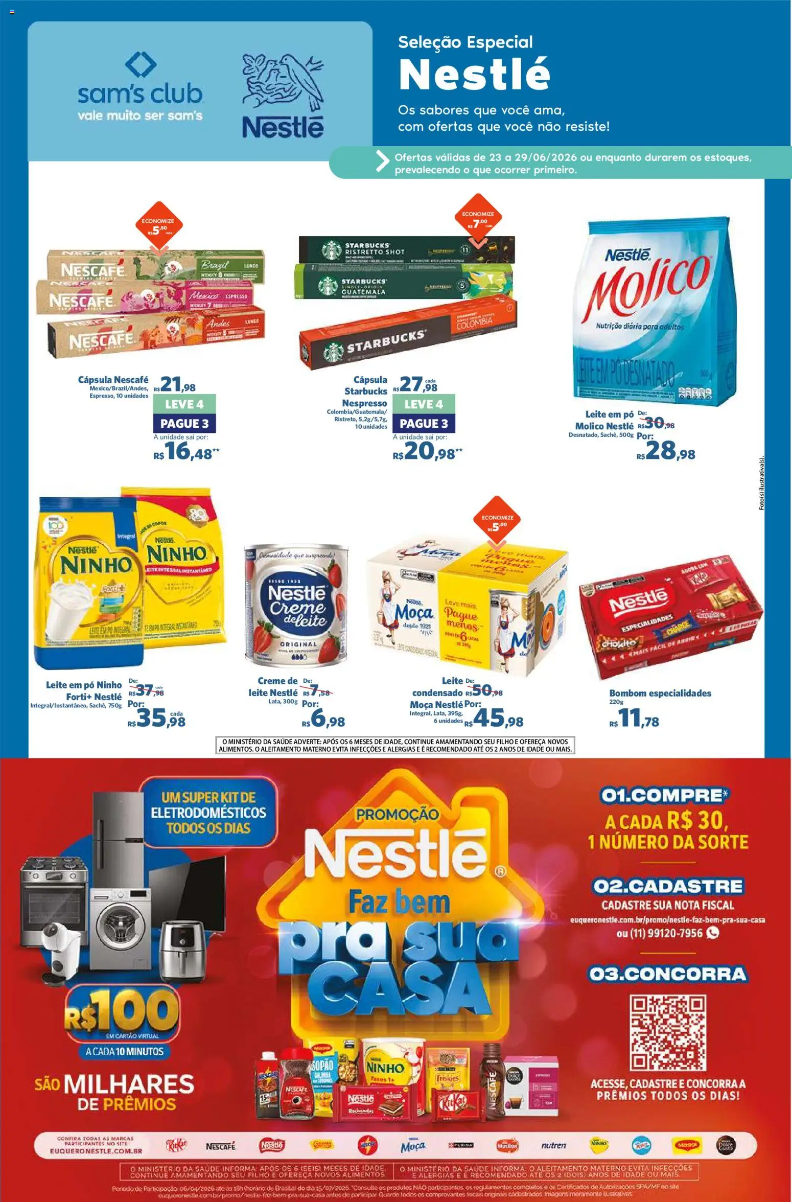 Pré-Visualização do folheto "Sam's Club ofertas Nestlé" da loja Sam's Club válido a partir de 23/06/2026