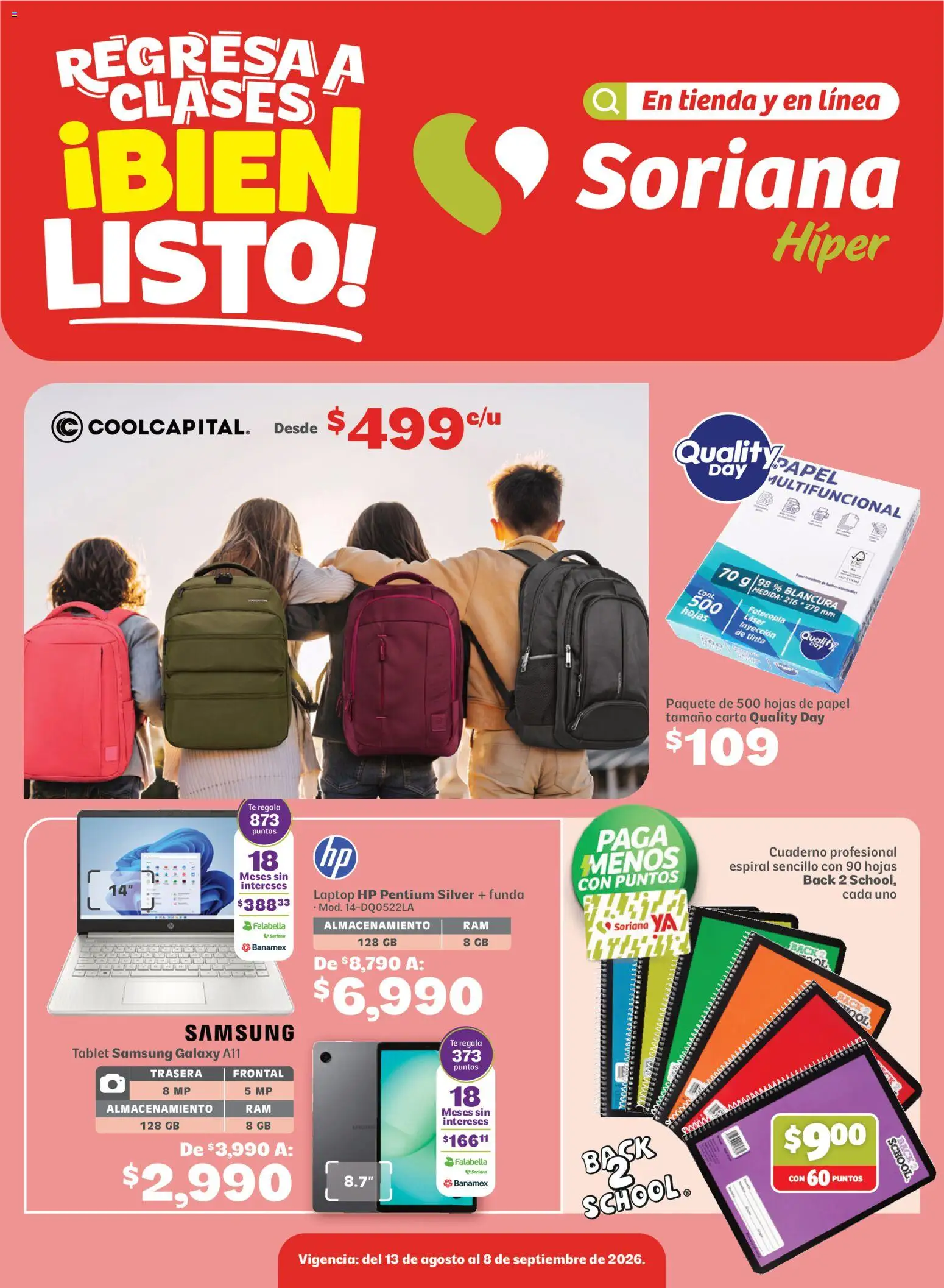 Vista previa las ofertas de la tienda Soriana - Soriana Regresa a clases ¡Bien listo! Híper Nacional desde el 13/08/2026 