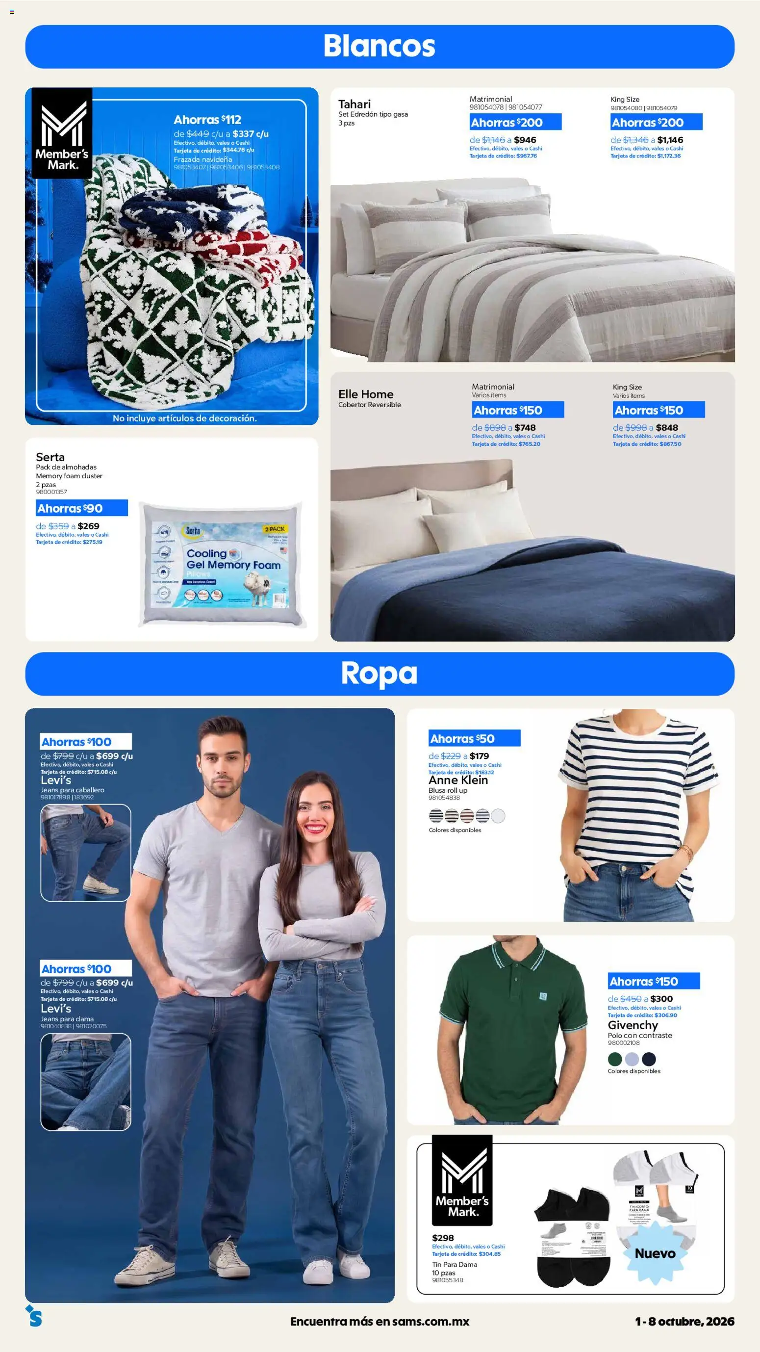 Vista previa las ofertas de la tienda Sam's Club - Sam's Club catálogo desde el 01/10/2026 - Ropa, Blusa, Cobertor
