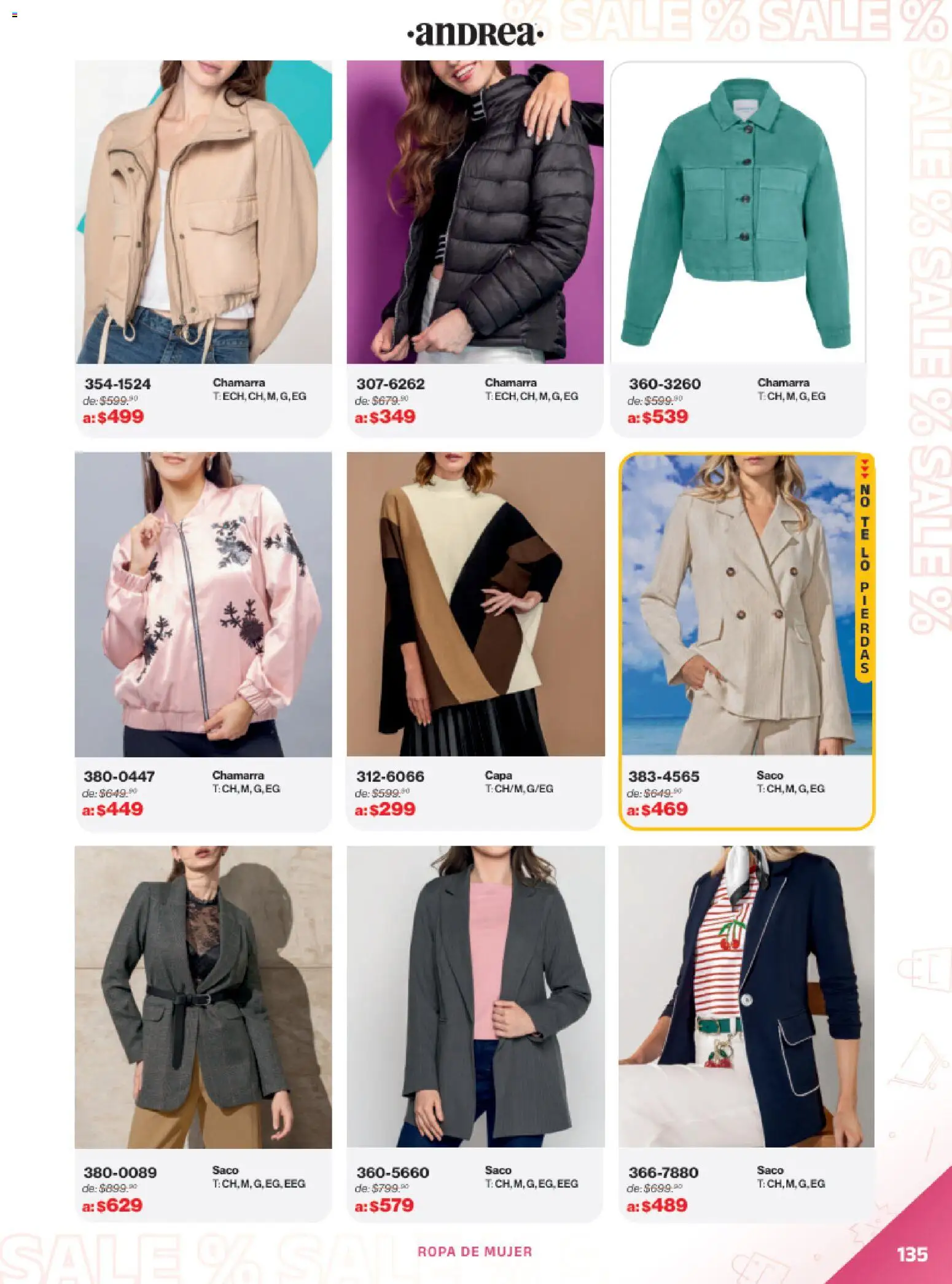 Vista previa las ofertas de la tienda Andrea - Catálogo Outlet desde el 21/12/2025 - Ropa, Chamarra, Sal
