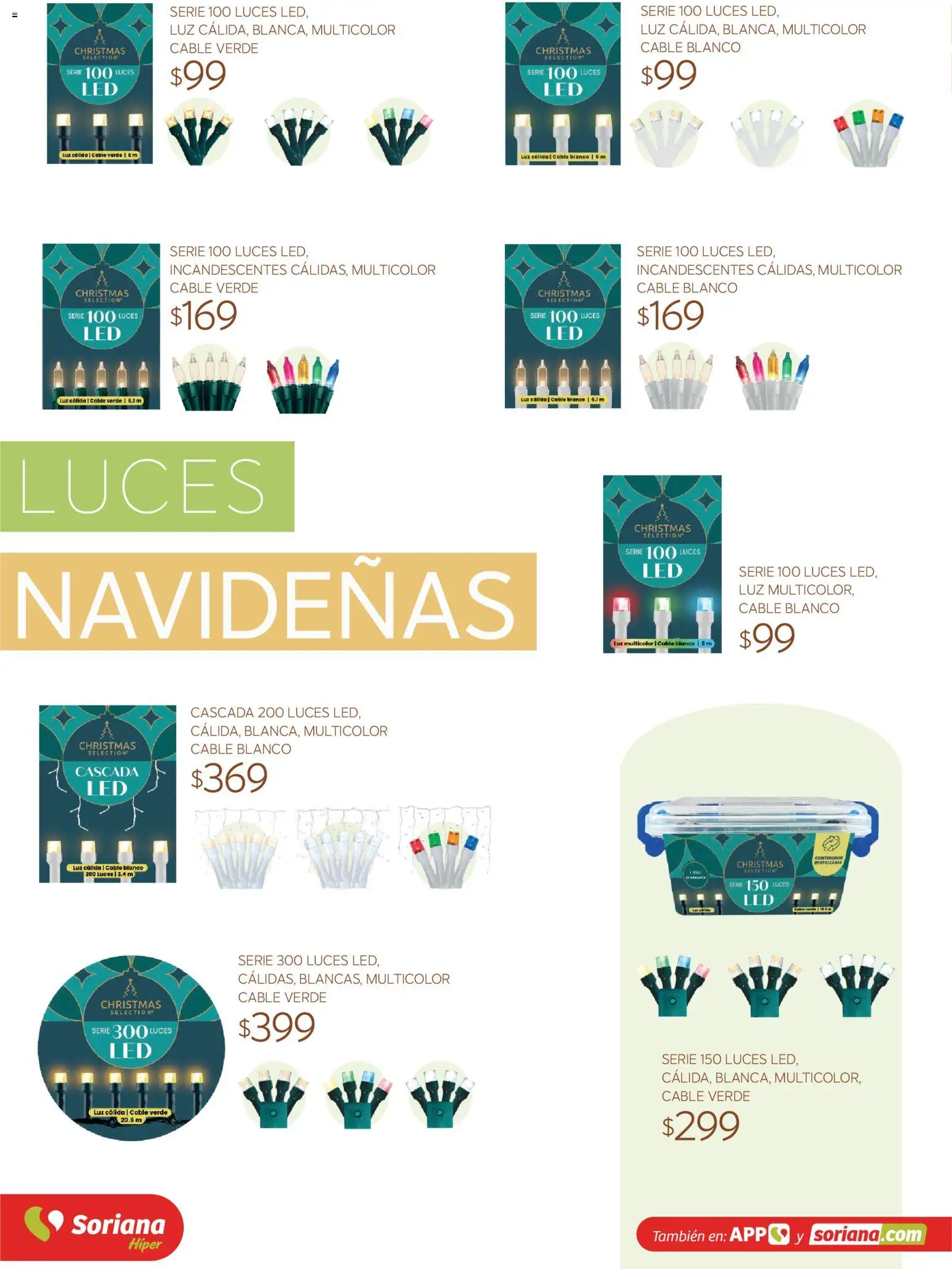 Vista previa las ofertas de la tienda Soriana - Soriana Híper - Decoracion Navideña desde el 30/09/2026 - Cable, Luces navideñas