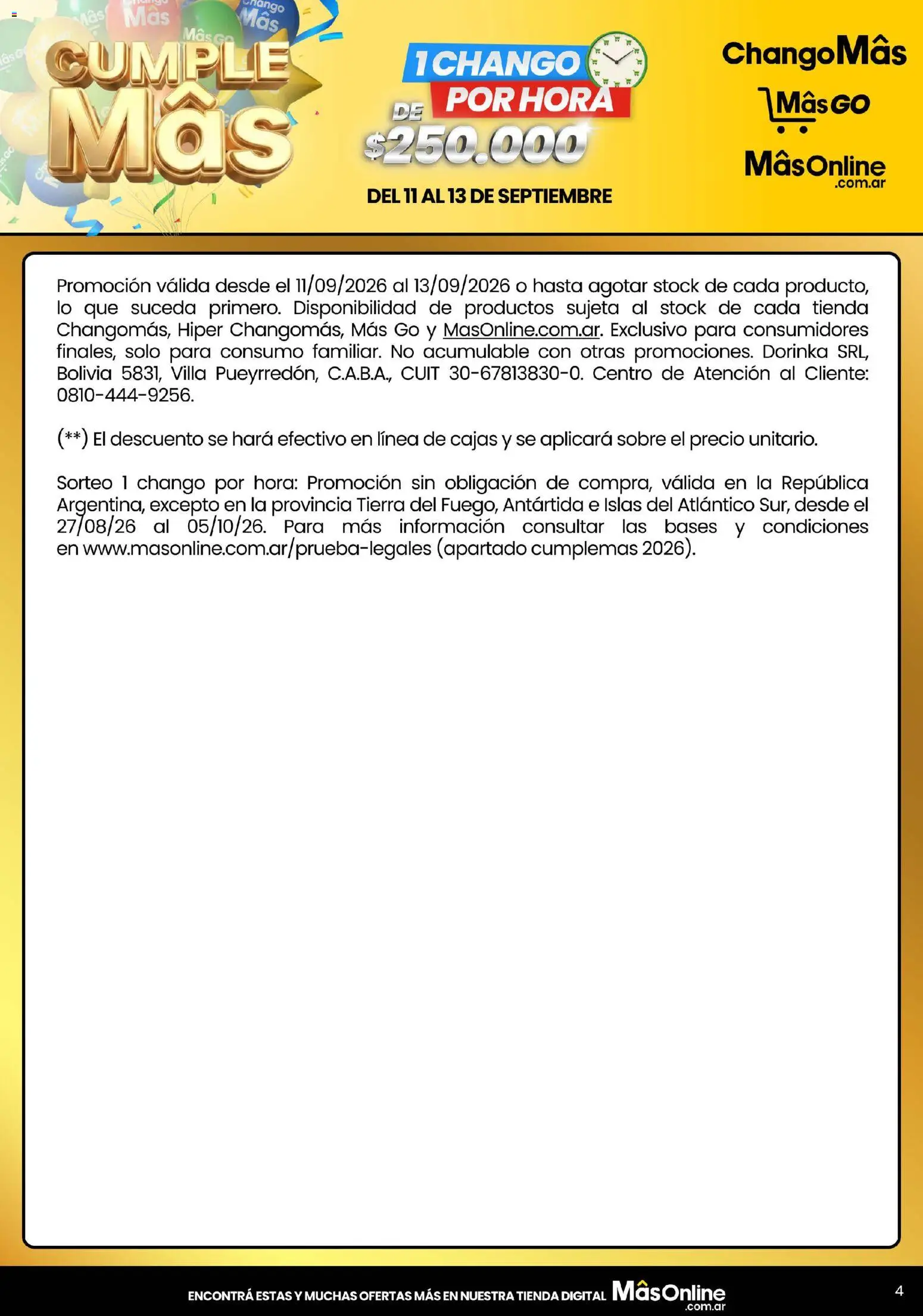 Vista previa del folleto de la tienda Changomas válido desde el 11/09/2026 