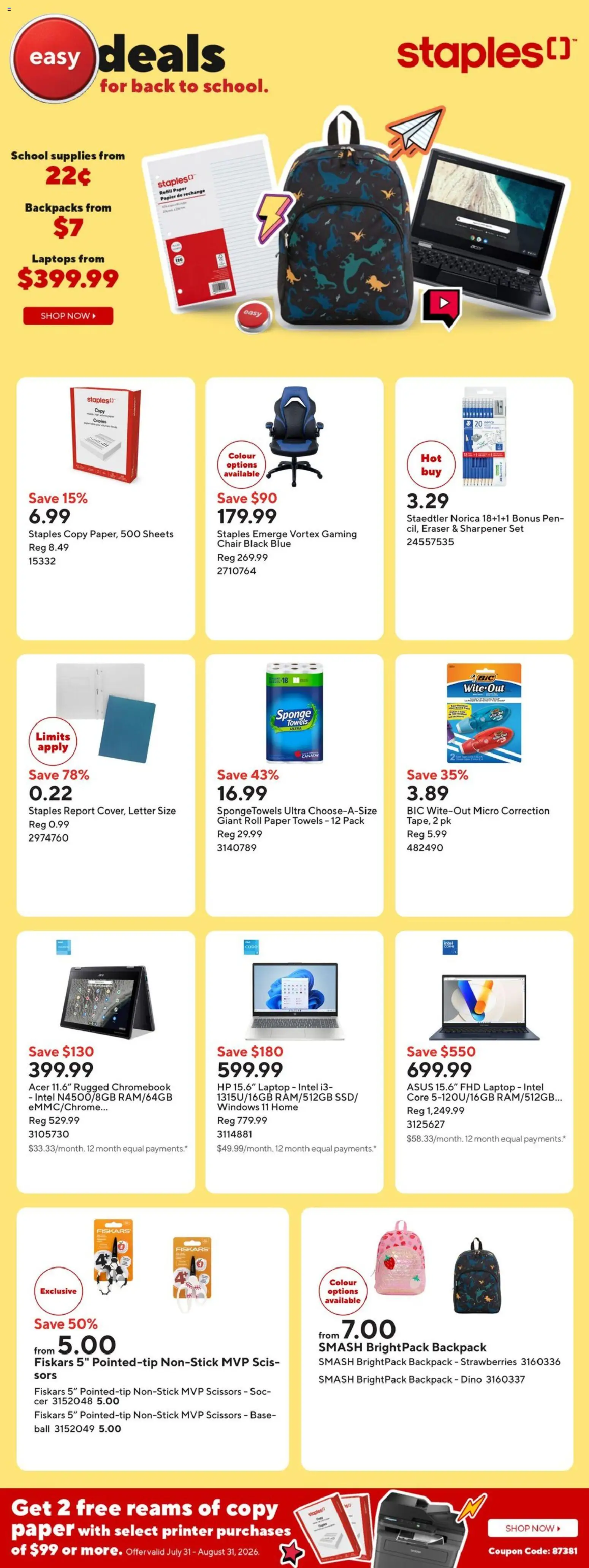 Preview of leaflet Staples weekly flyer / circulaire from shop Staples is valid from Jul 31, 2026