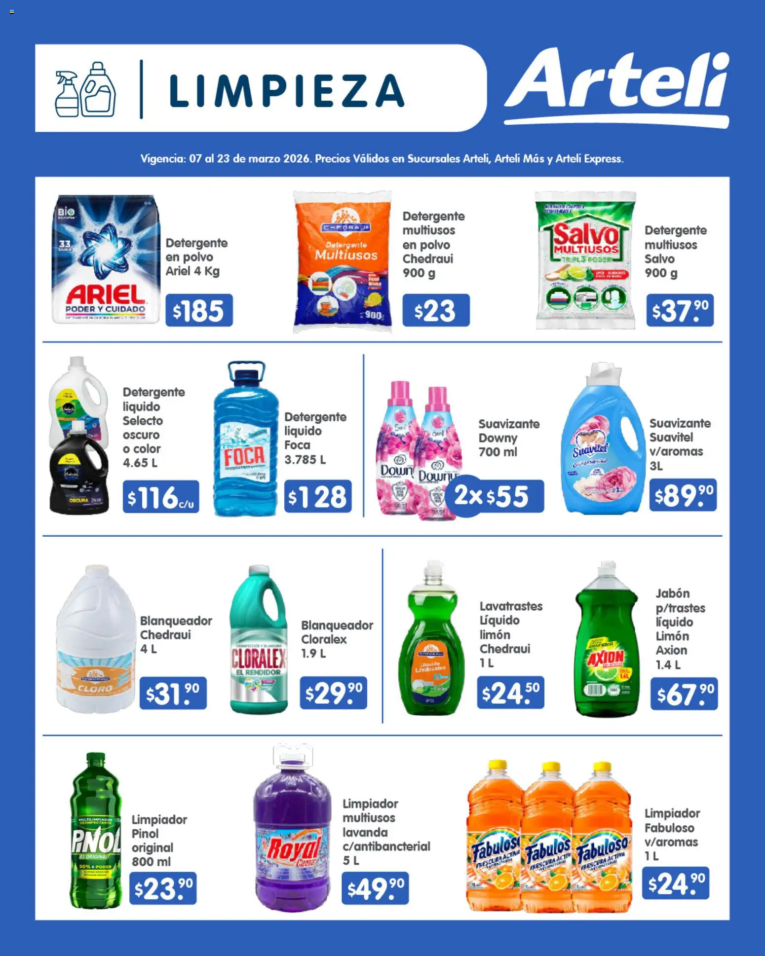 Vista previa las ofertas de la tienda Arteli - Arteli folleto Quincenal desde el 07/03/2026 - Limón, Jabón, Detergente, Polvo, Detergente líquido, Limpiador, Suavizante, Detergente en polvo