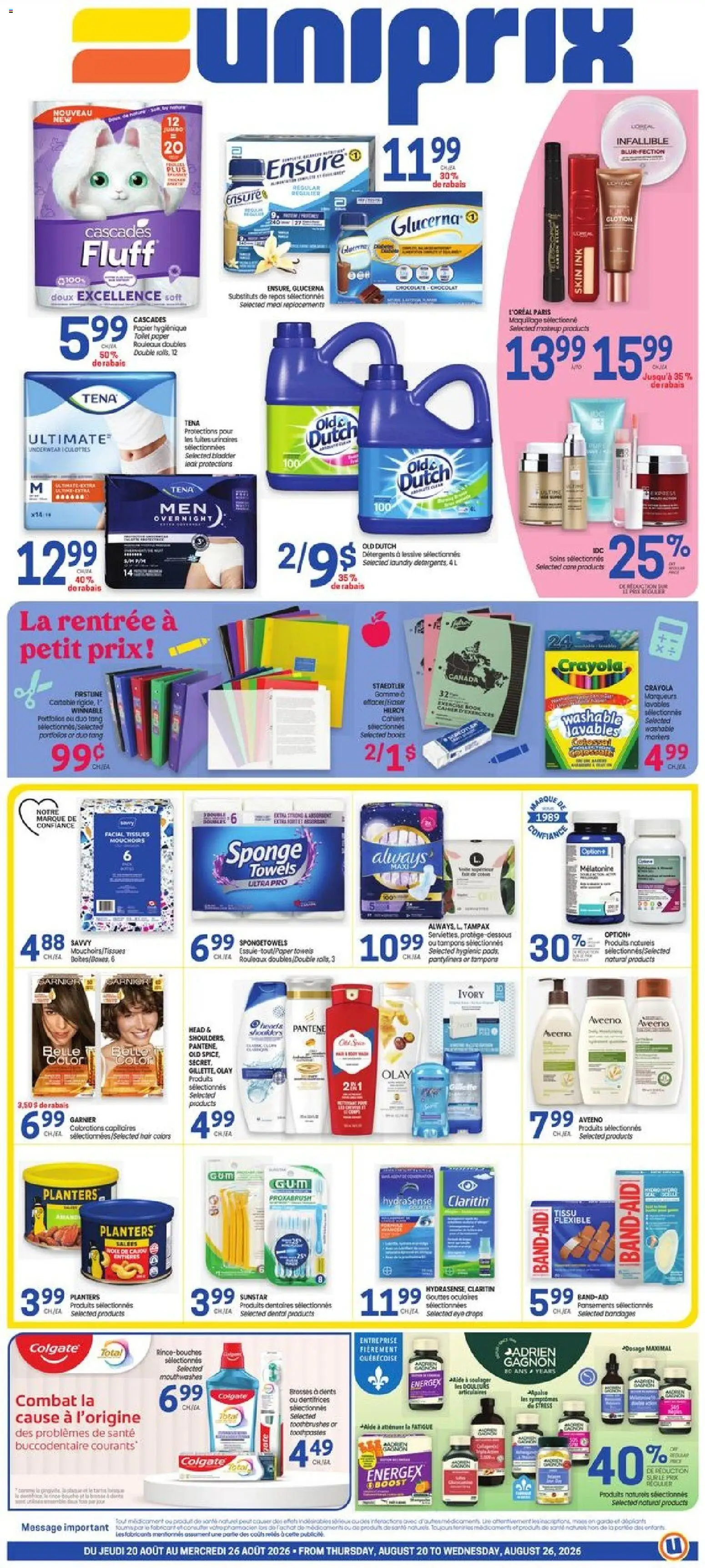 Preview of leaflet Uniprix weekly flyer / circulaire from shop Uniprix is valid from Aug 20, 2026