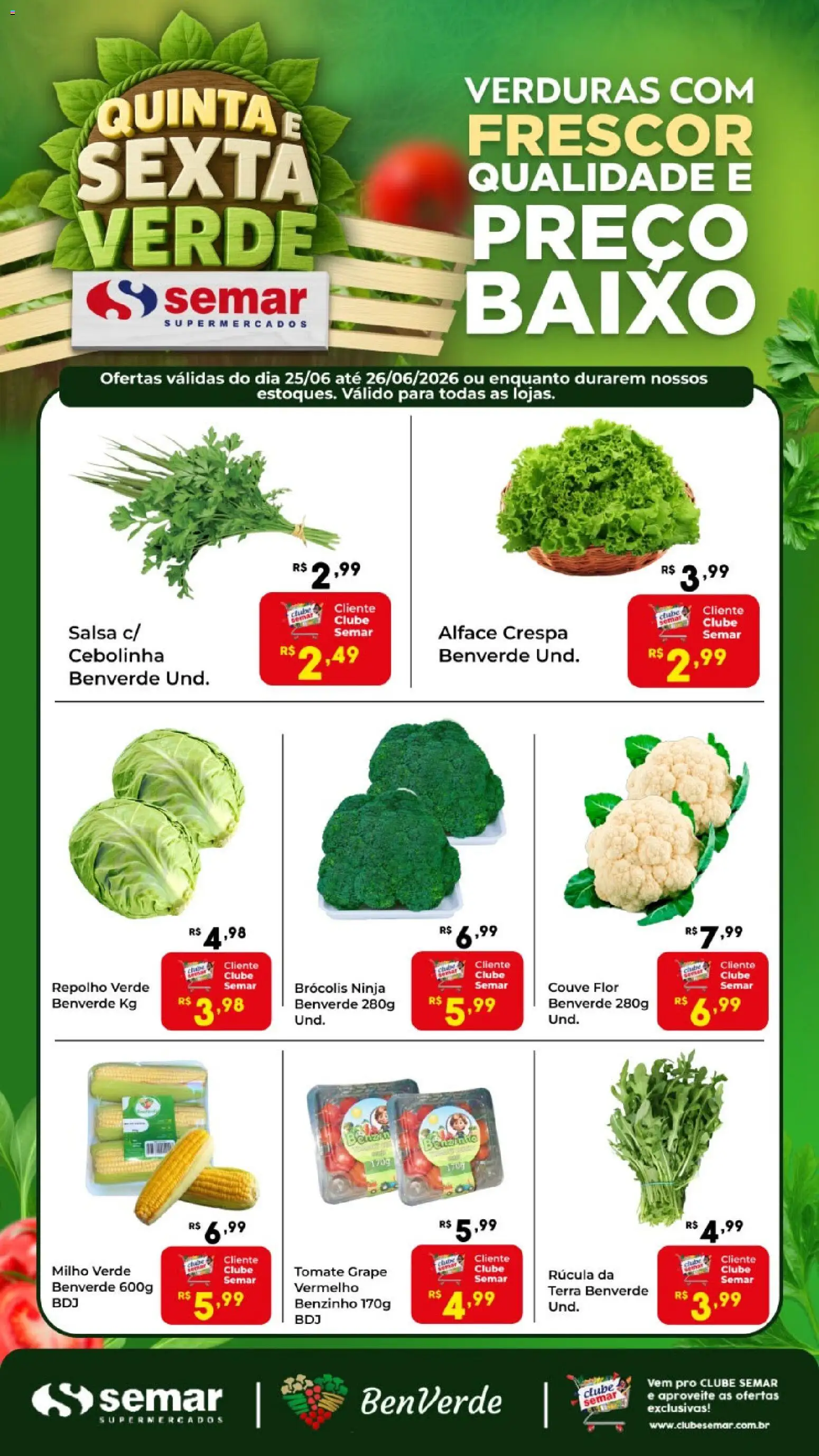 Pré-Visualização do folheto "Semar Supermercado ofertas Quinta e Sexta Verde" da loja Semar Supermercado válido a partir de 25/06/2026