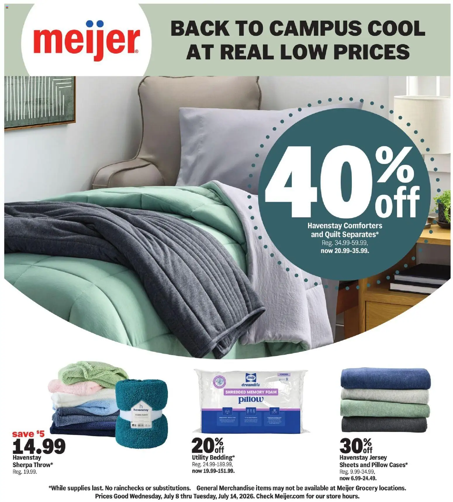 Ad Preview of Meijer Meijer Back To Campus Cool At Real Low Prices from 07/08/2026