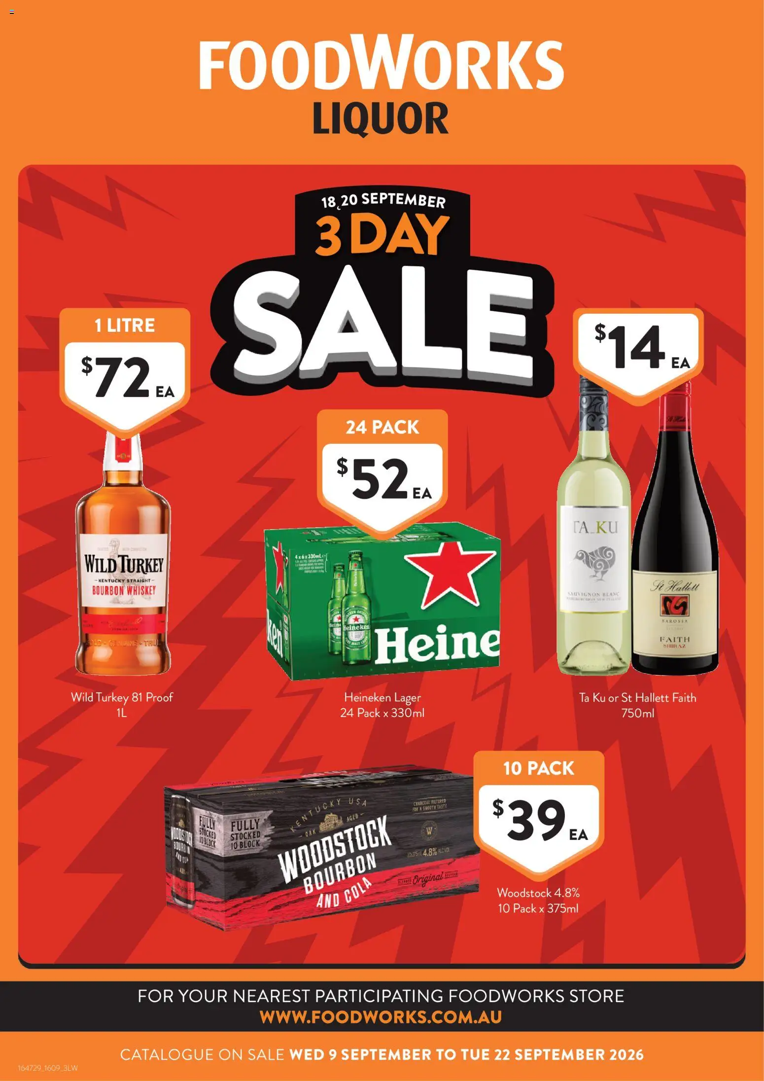 Preview of catalogue Foodworks catalogue VIC from shop Foodworks valid 09/09/2026 - Heineken, Bourbon, Whiskey, Turkey, Charcoal