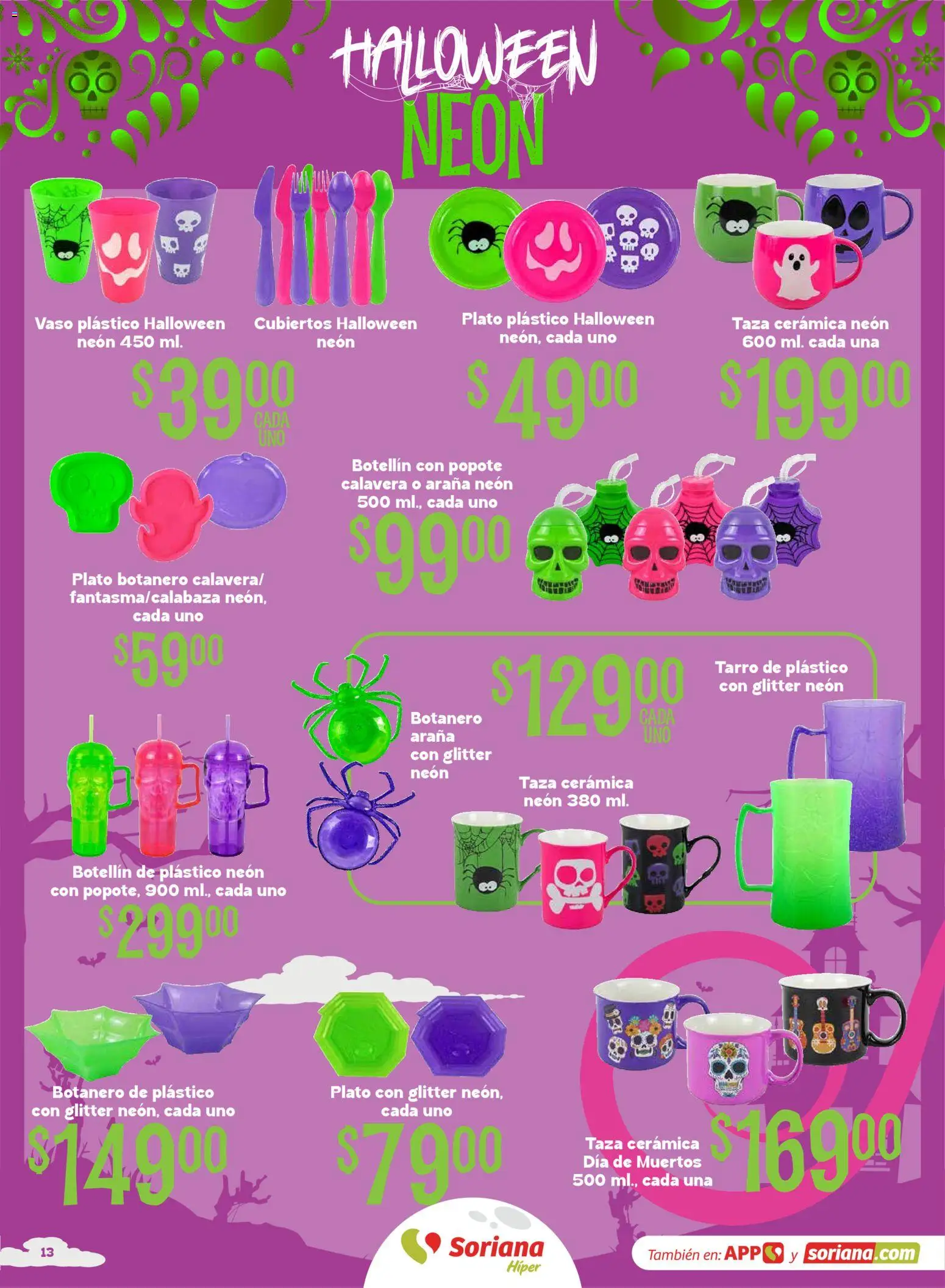 Vista previa las ofertas de la tienda Soriana - Soriana Híper - Halloween y Día de muertos desde el 01/10/2026 - Taza, Glitter