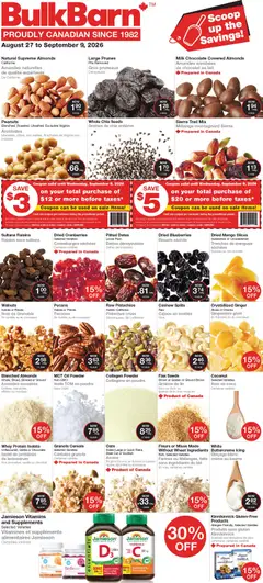 Un aperçu du dépliant Bulk Barn weekly flyer / circulaire du magasin Bulk Barn est valide à partir 27 août 2026