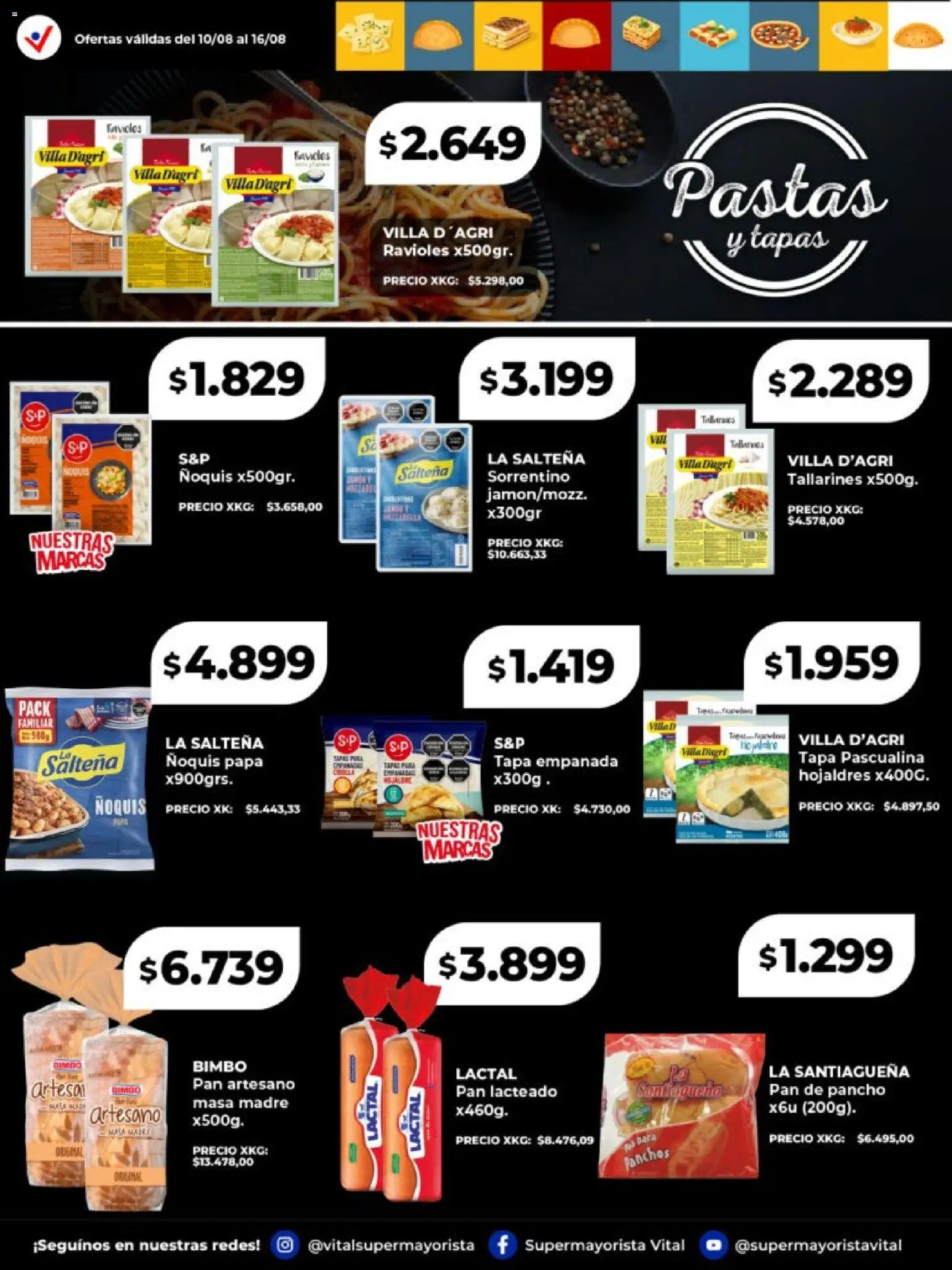 Vista previa del folleto de la tienda Vital válido desde el 10/08/2026 - Papa, Ñoquis, Pan, Ravioles, Masa