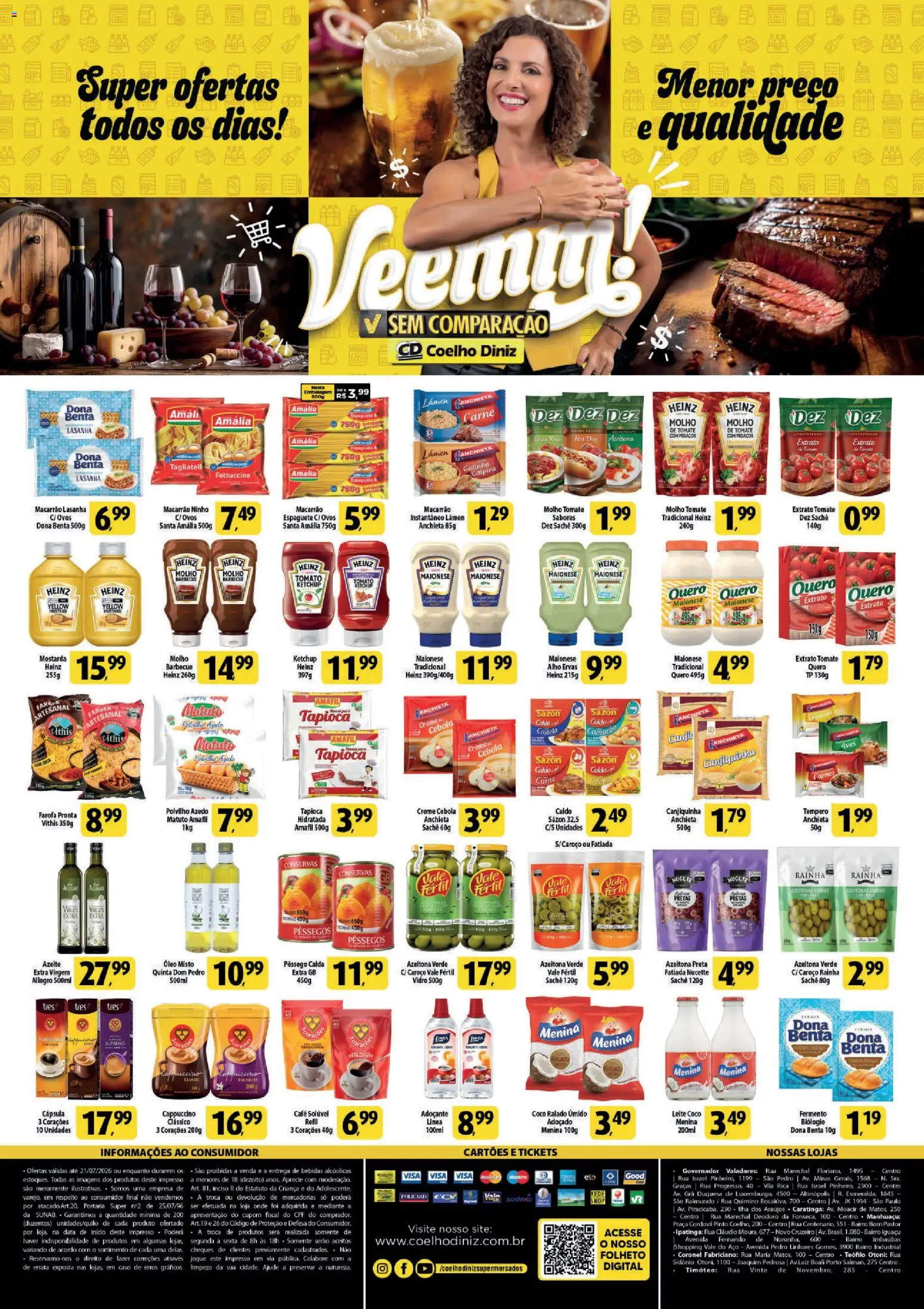 Pré-Visualização do folheto "Coelho Diniz - Ofertas da semana" da loja Coelho Diniz válido a partir de 01/07/2026 - Café, Macarrão, Lasanha, Bebidas, Ovos, Tomate, Creme, Alho