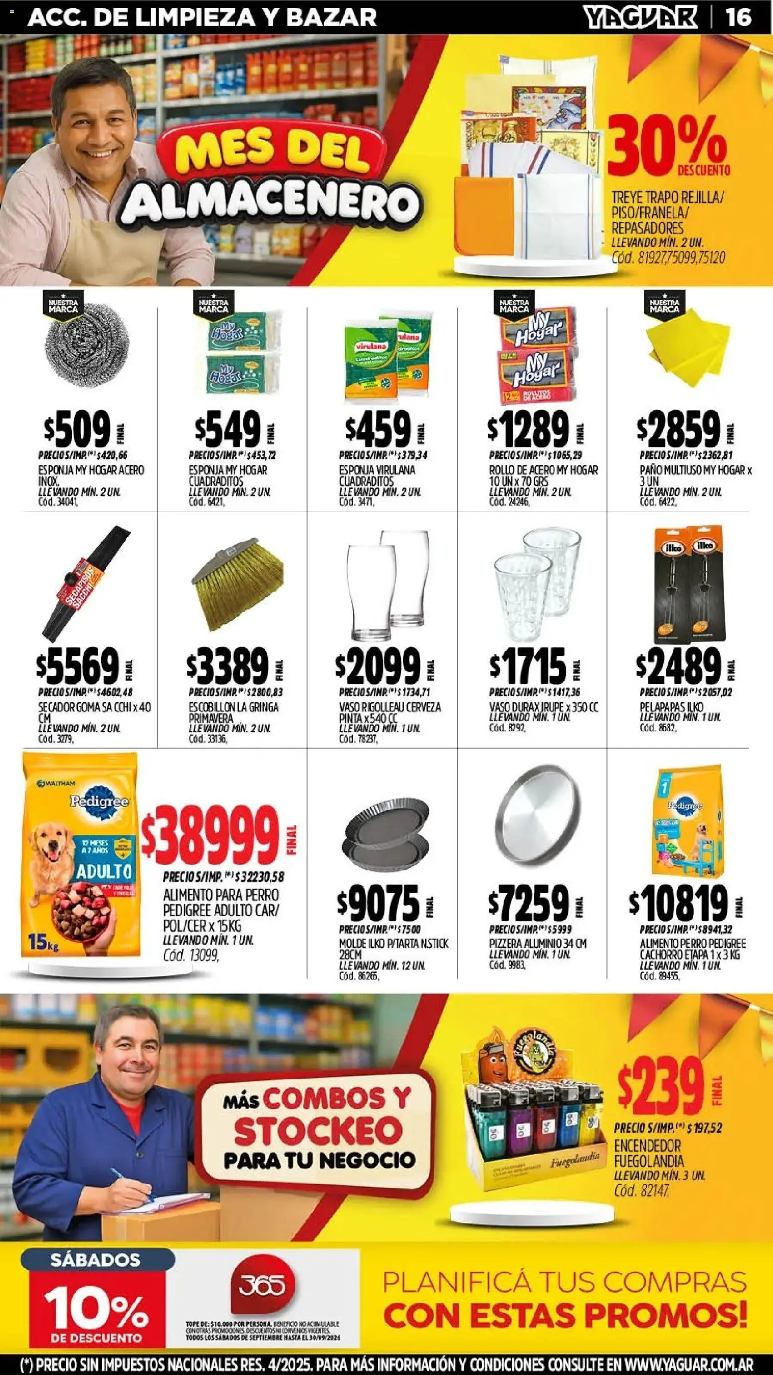Vista previa del folleto de la tienda Yaguar válido desde el 28/09/2026 - Pizzera, Cerveza, Encendedor, Esponja, Escobillon, Molde