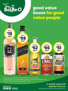 Preview of catalogue Good Value Booze, For Good Value People 22/06 from shop The Bottle-O valid 21/06/2026