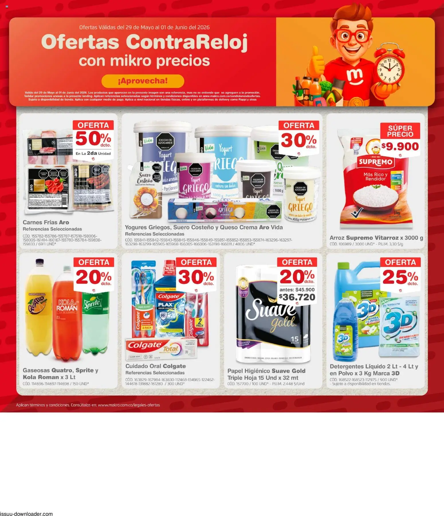  Vista previa del prospecto Makro catálogo Contarreloj del almacen Makro válida del 29/05/2026 al 01/06/2026 - Arroz, Hoja, Yogurt, Queso crema, Crema, Suero costeño, Detergente, Polvo