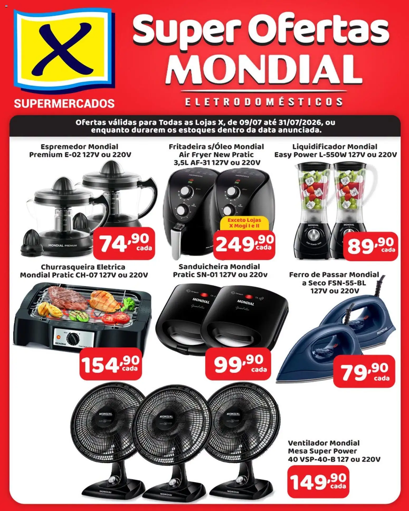 Pré-Visualização do folheto "X Supermercados ofertas Mondial" da loja X Supermercados válido a partir de 09/07/2026